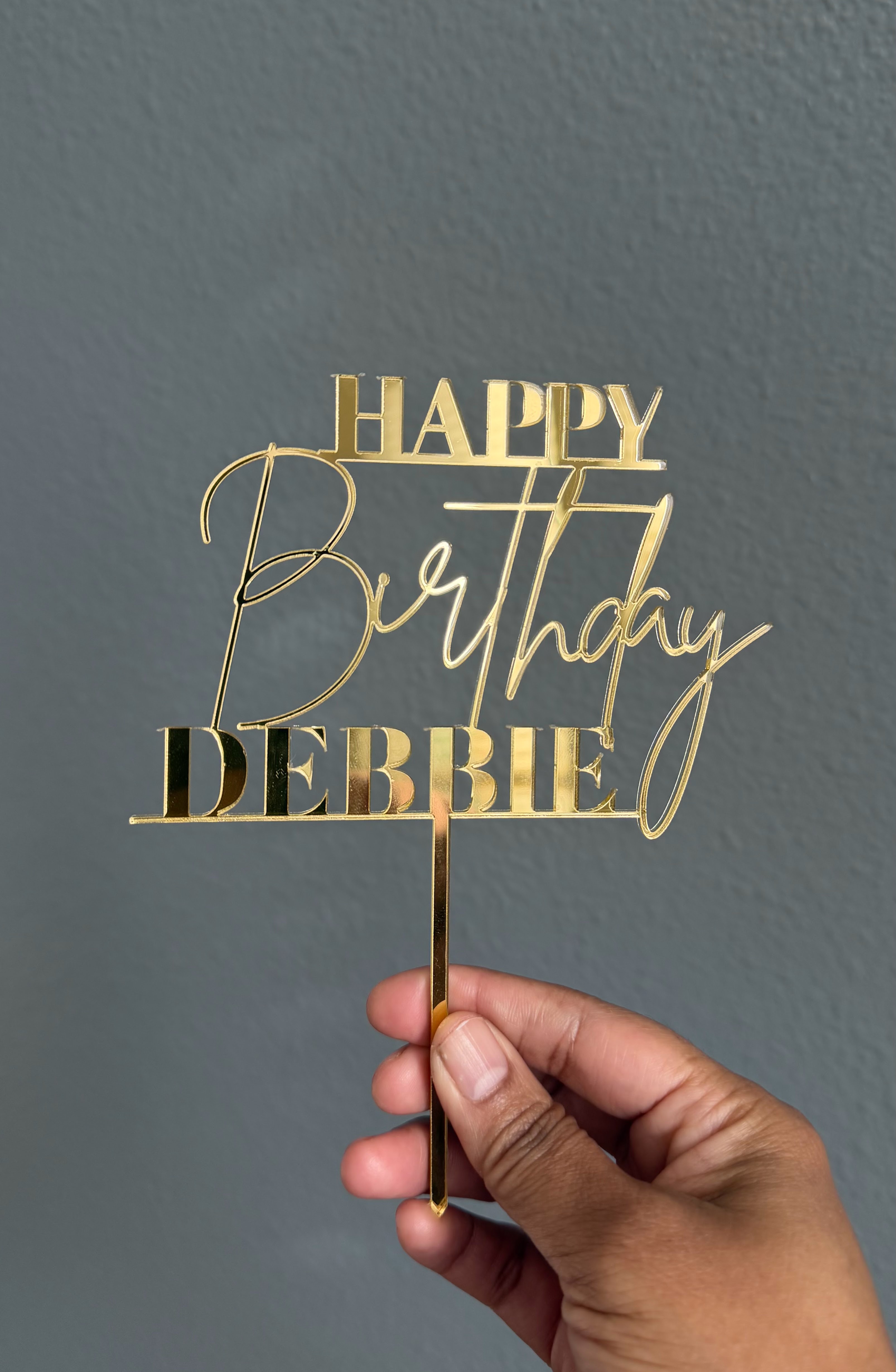 Custom acrylic happy birthday cake topper, Acrylic name cake topper