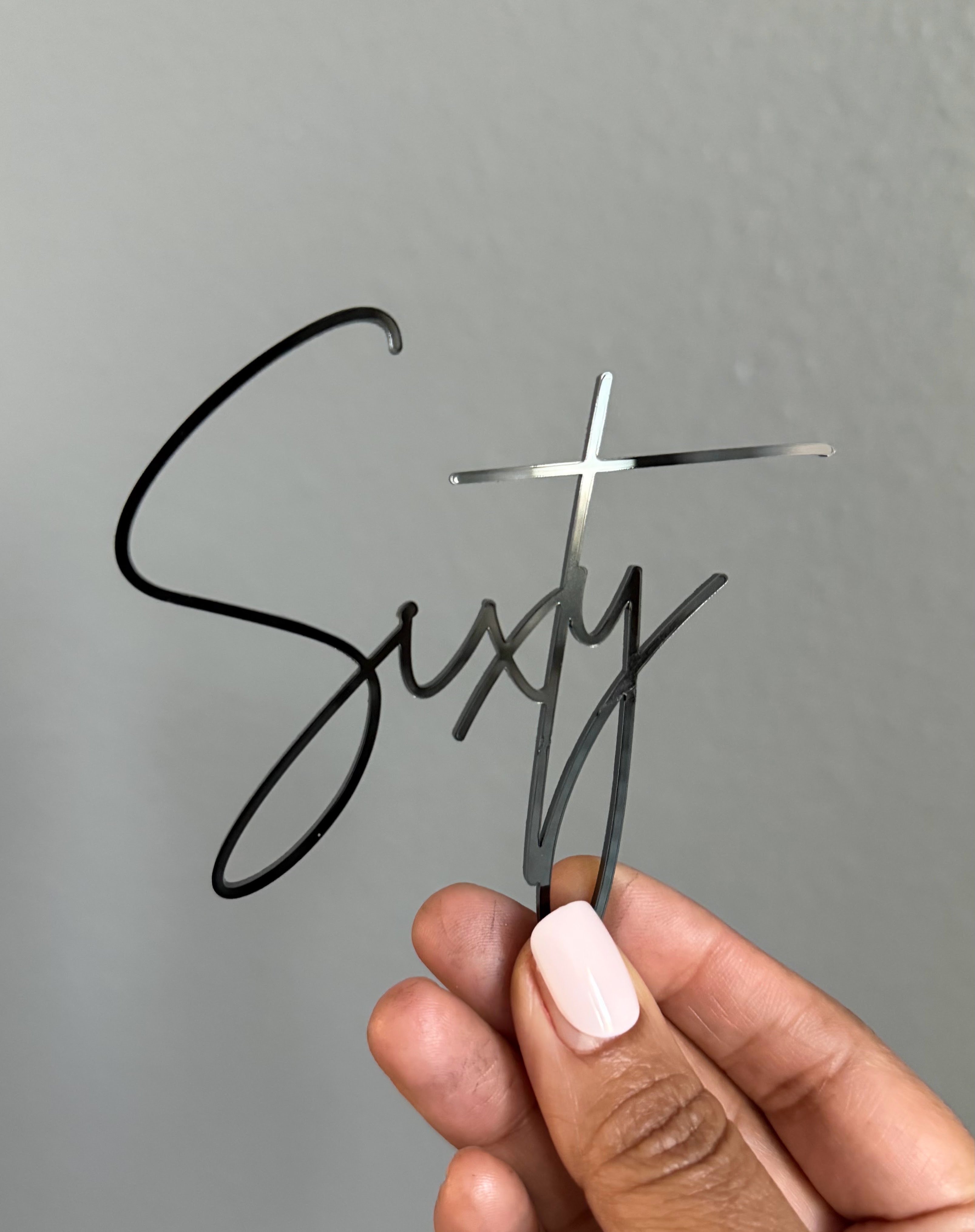 Sixty Acrylic Cake Charm