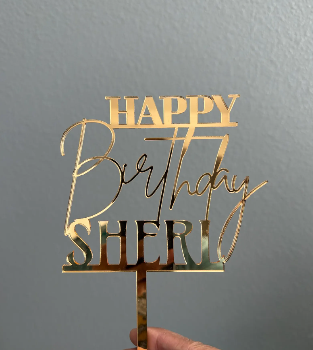 Custom acrylic happy birthday cake topper, Acrylic name cake topper