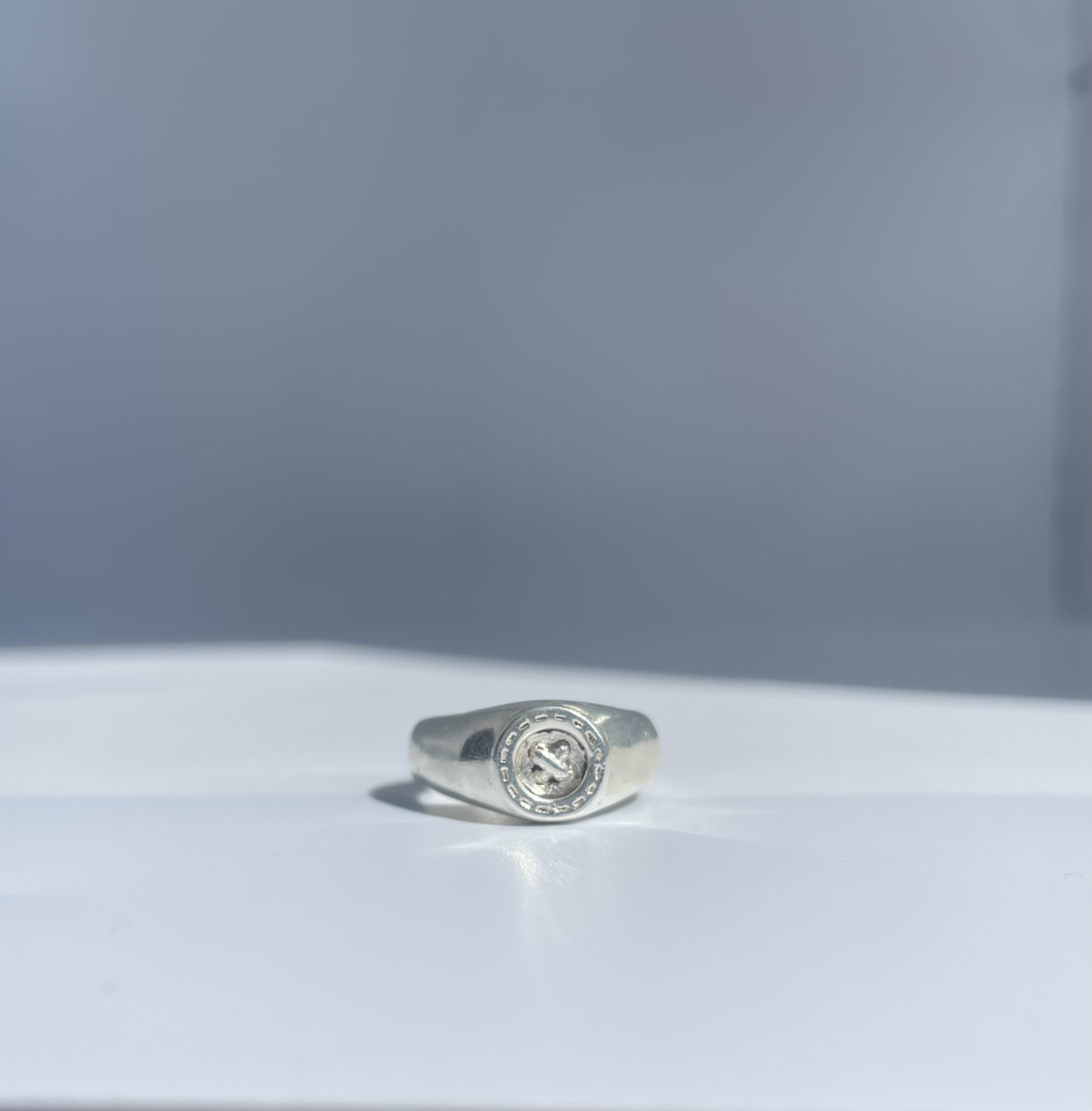 Stitched button ring 