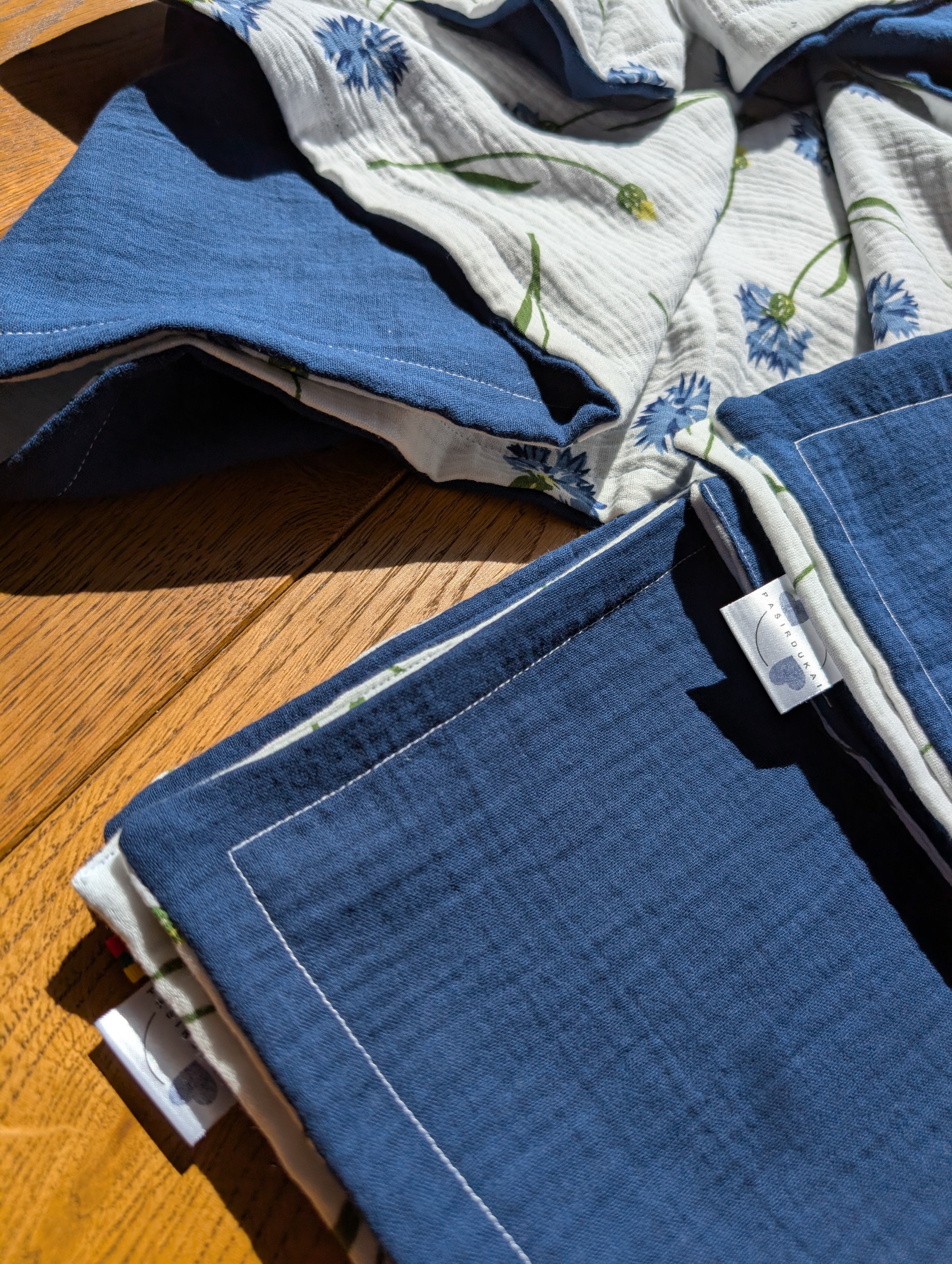 Muslino rinkinys Tamsi mėlyna - rugiagėlė