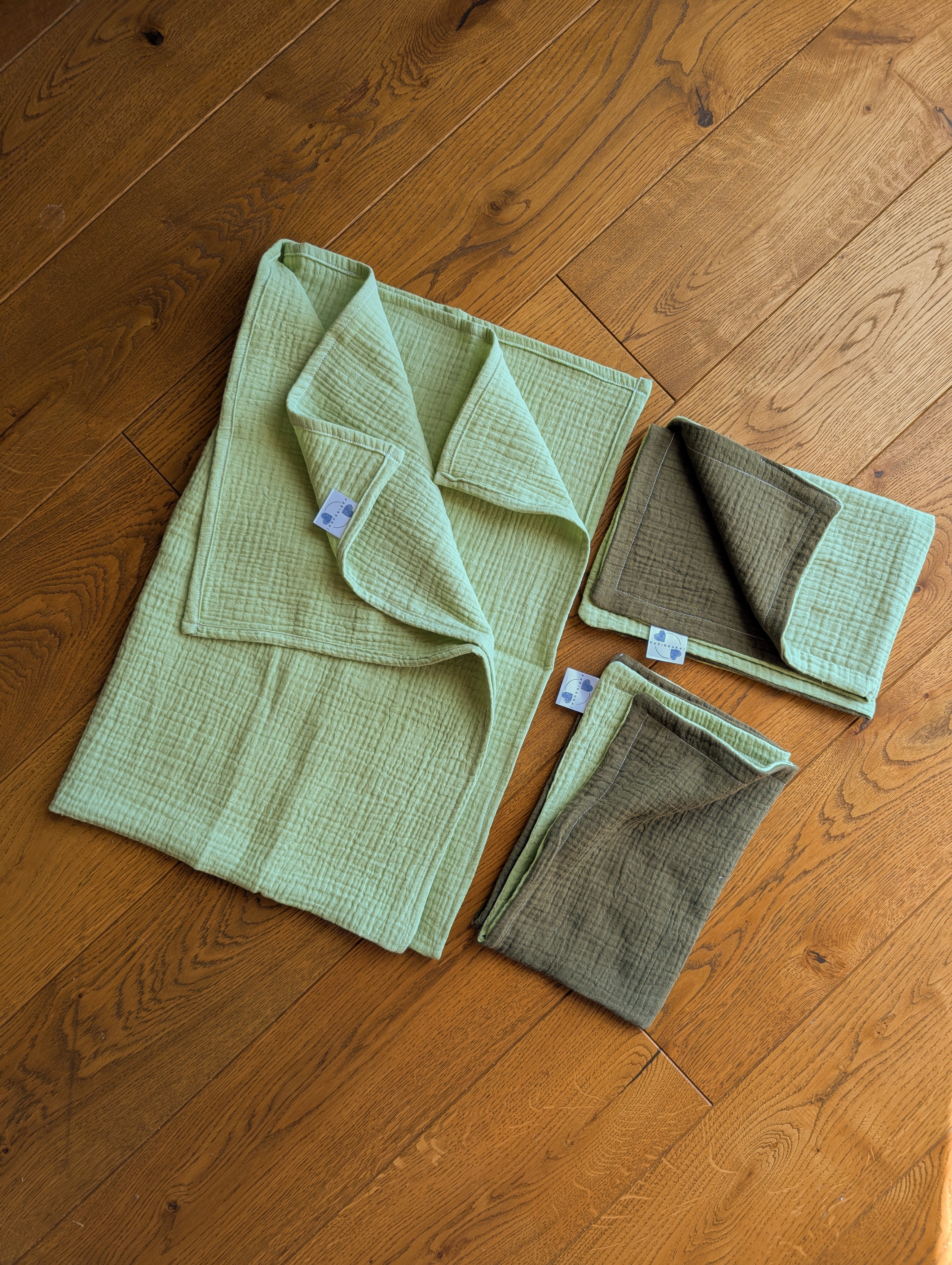 Muslino rinkinys Žalia-Chaki