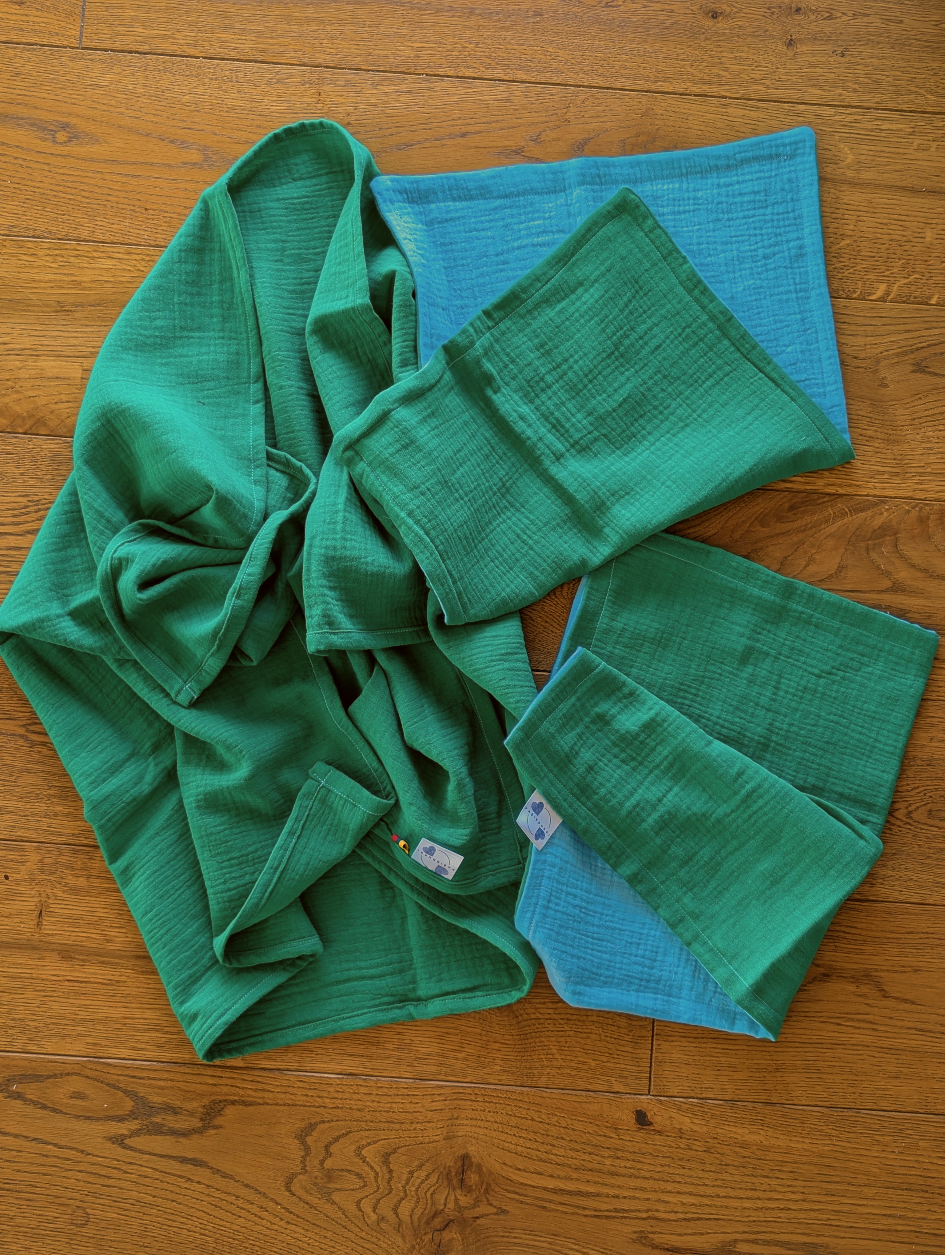 Muslino rinkinys Žalia-Žydra