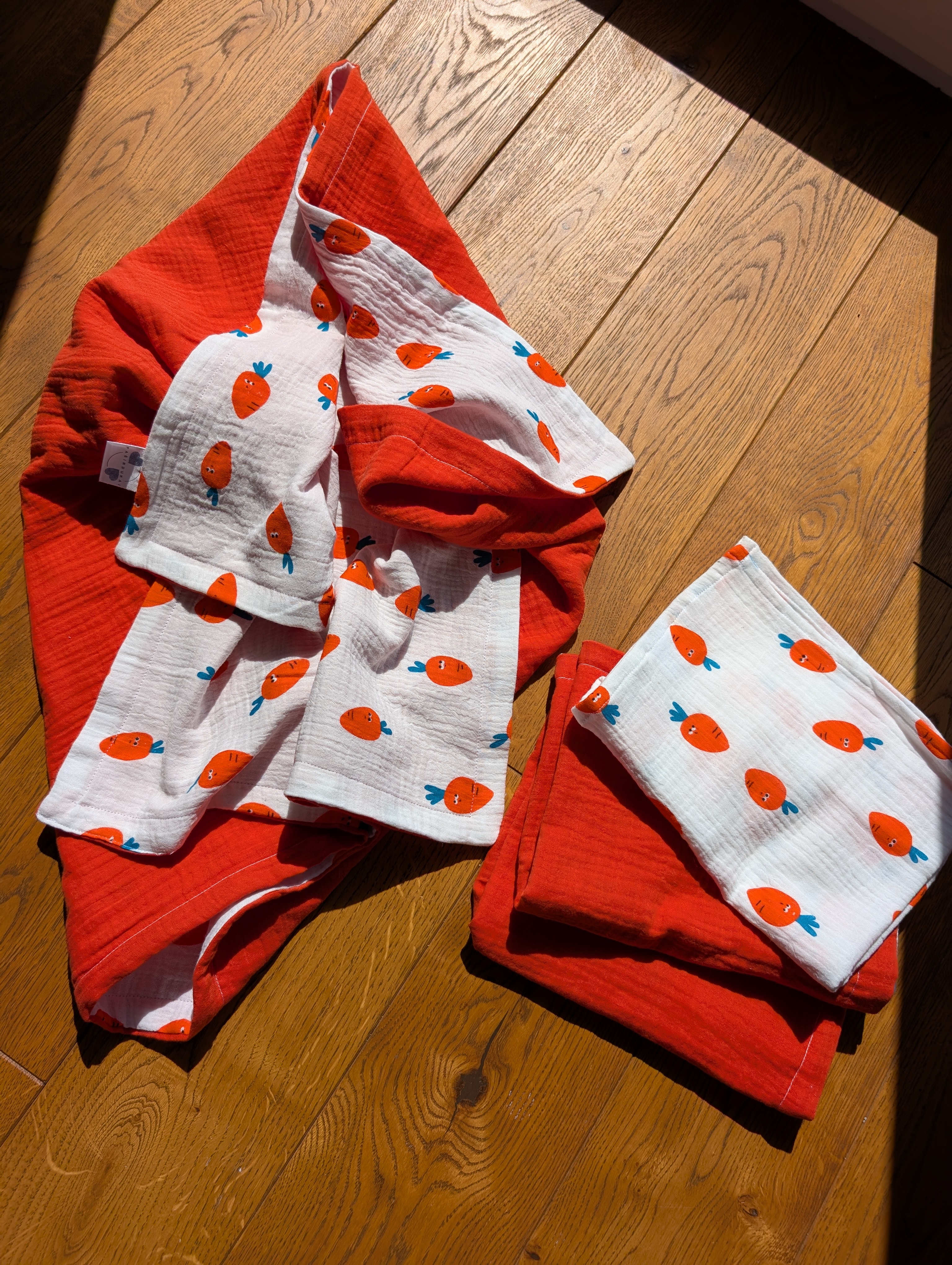 Muslino pleduko rinkinys Oranžinė morka