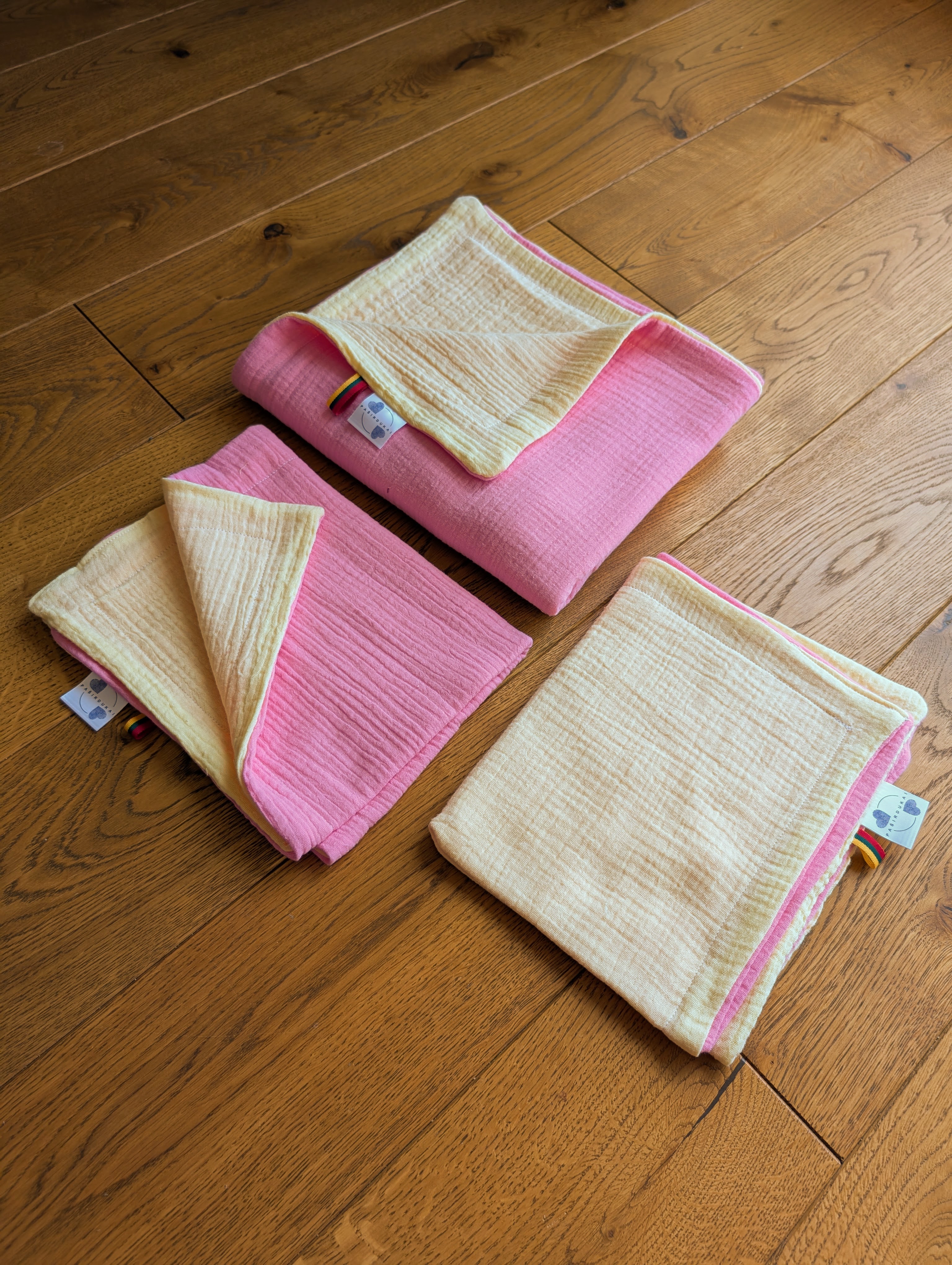 Muslino rinkinys Rožinis-gelsvas - Milkshake