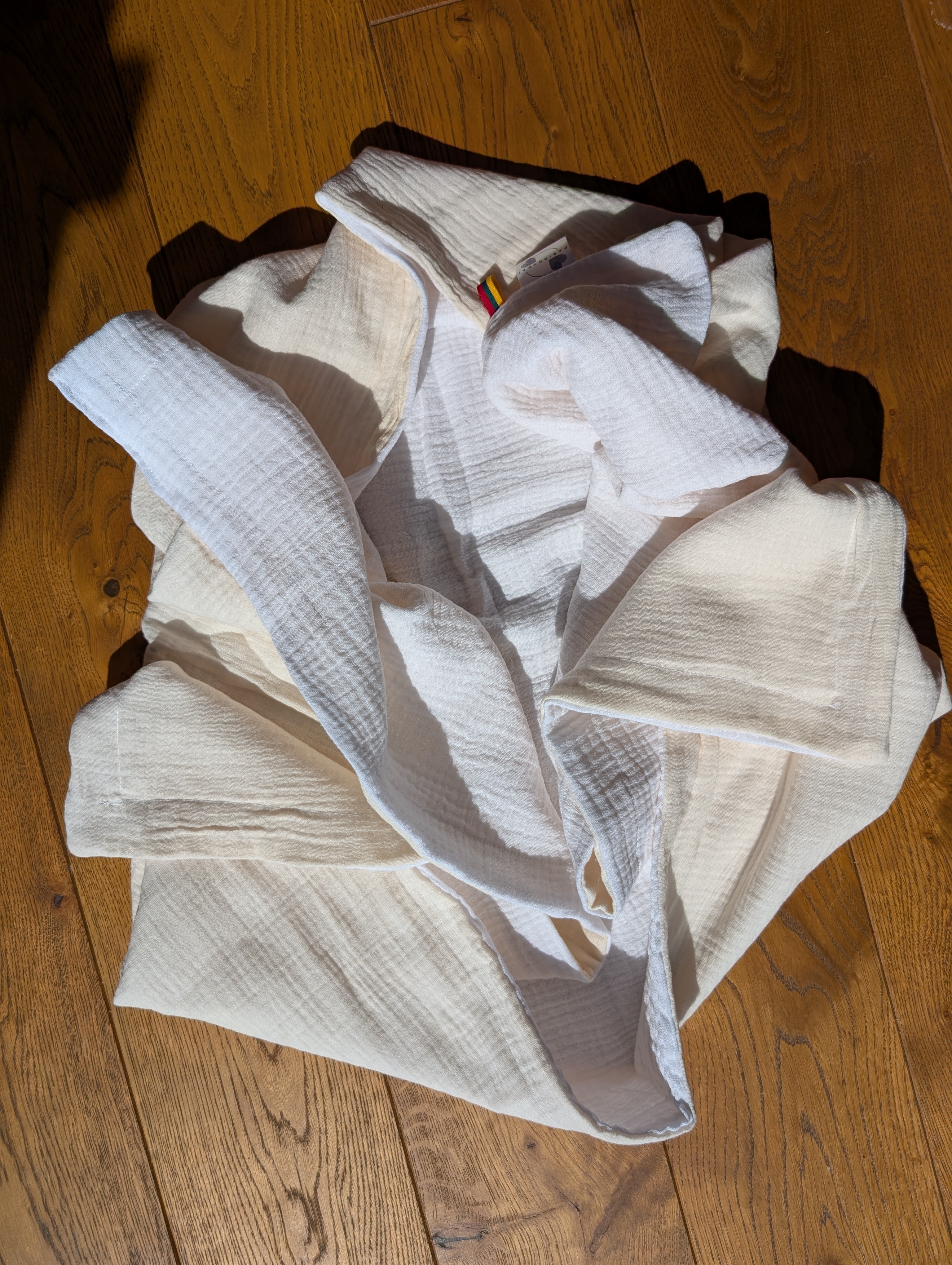 Didelis dvigubas dvispalvis muslino pledukas - Šampano ir pieno baltos