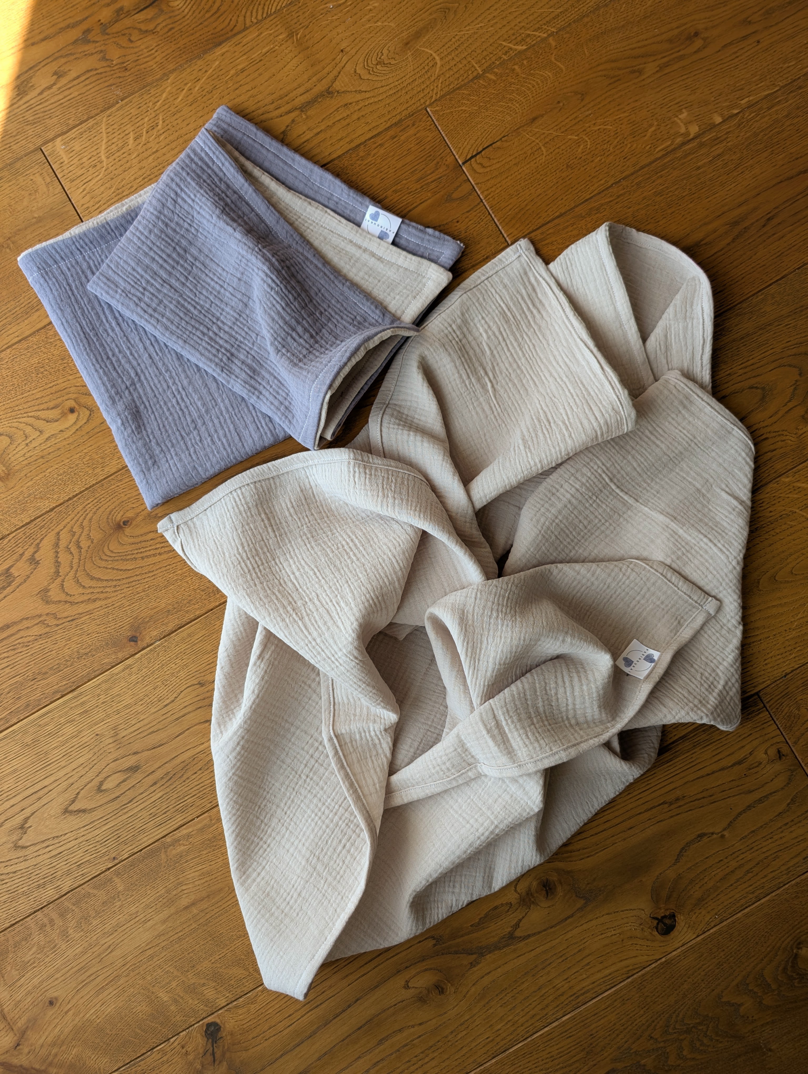 Muslino rinkinys Pilkas - Smėlio