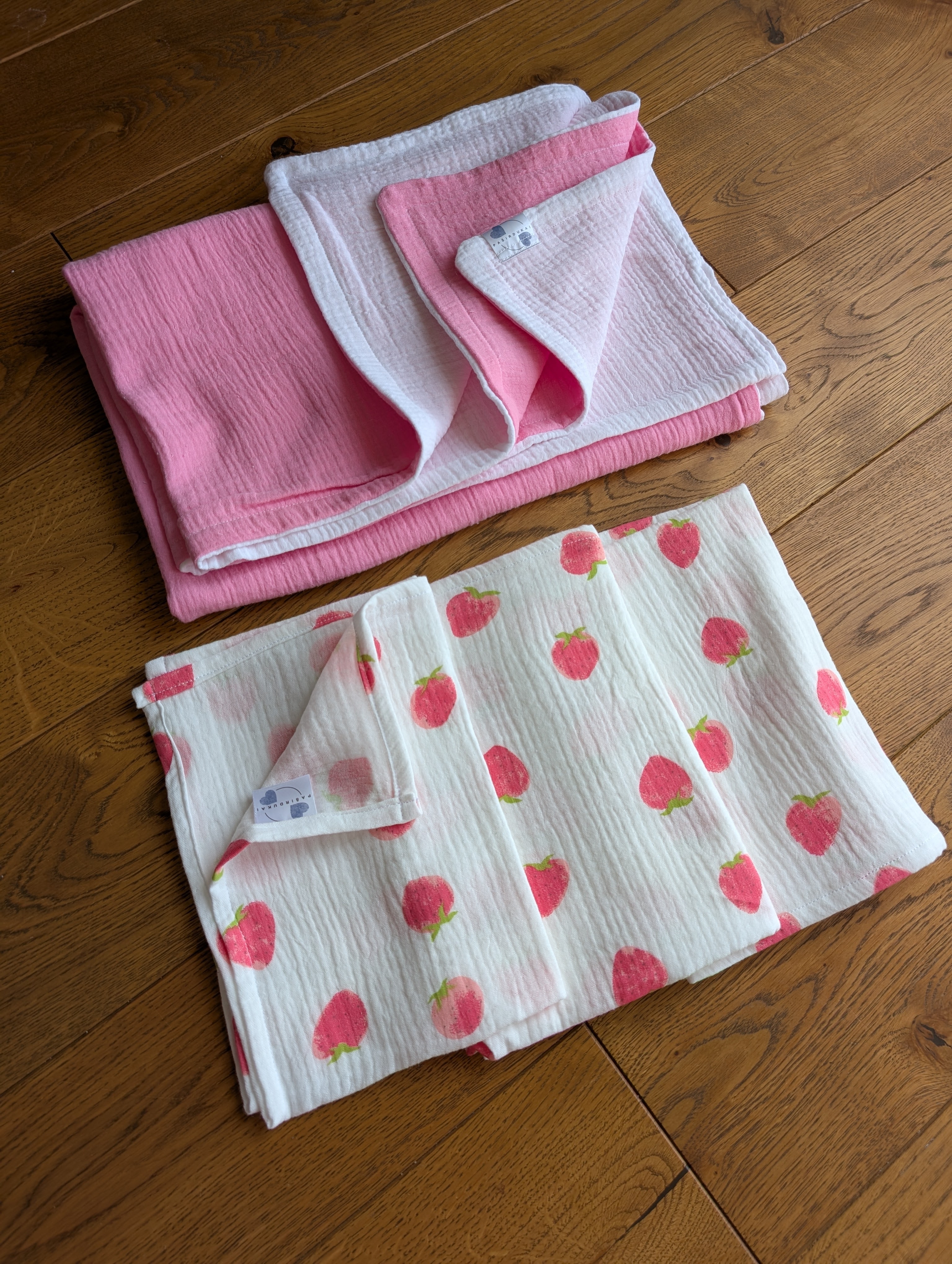 Muslino rinkinys Rožinis-braškės