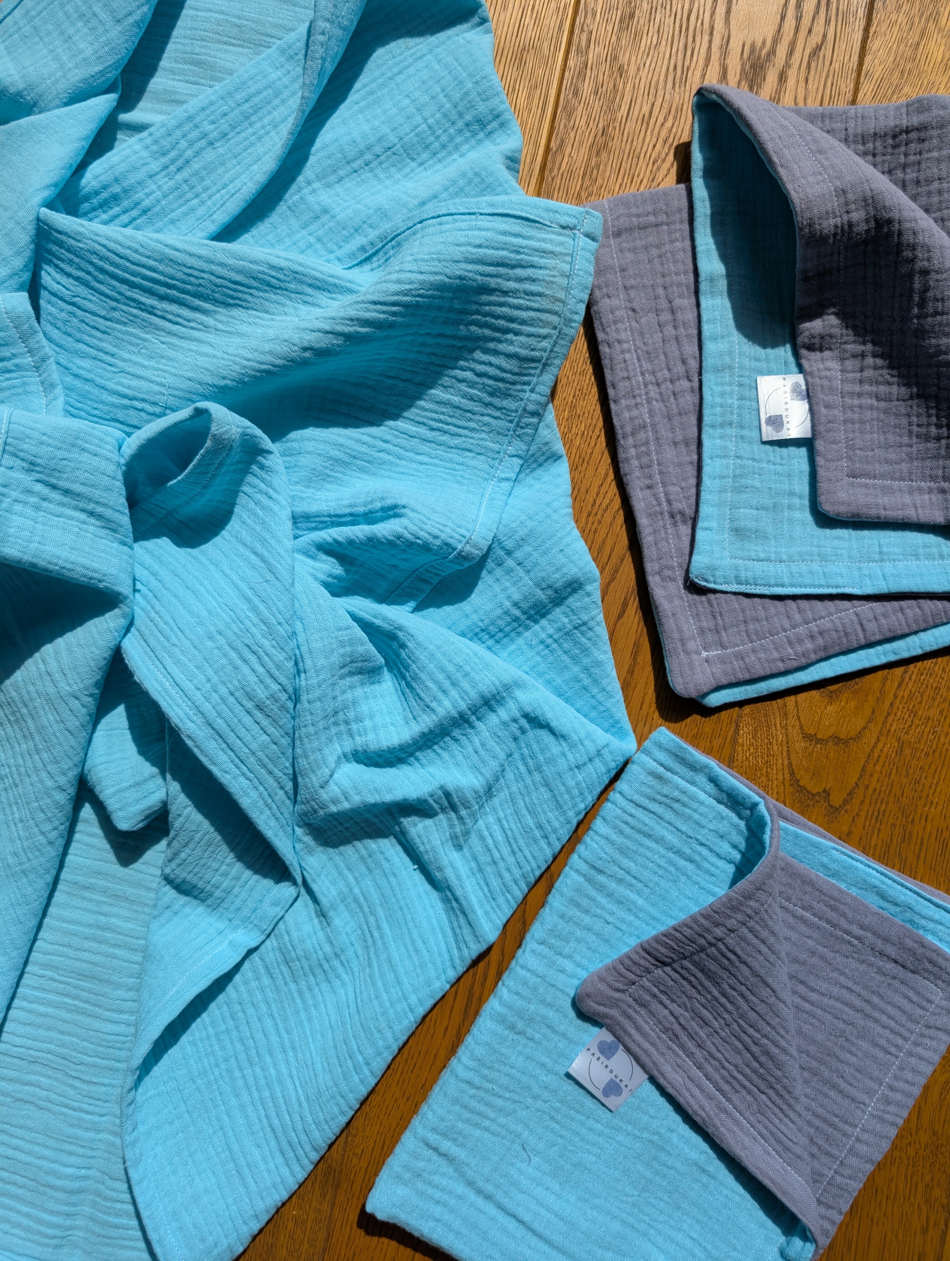 Muslino rinkinys Žydras - Pilkas antracito