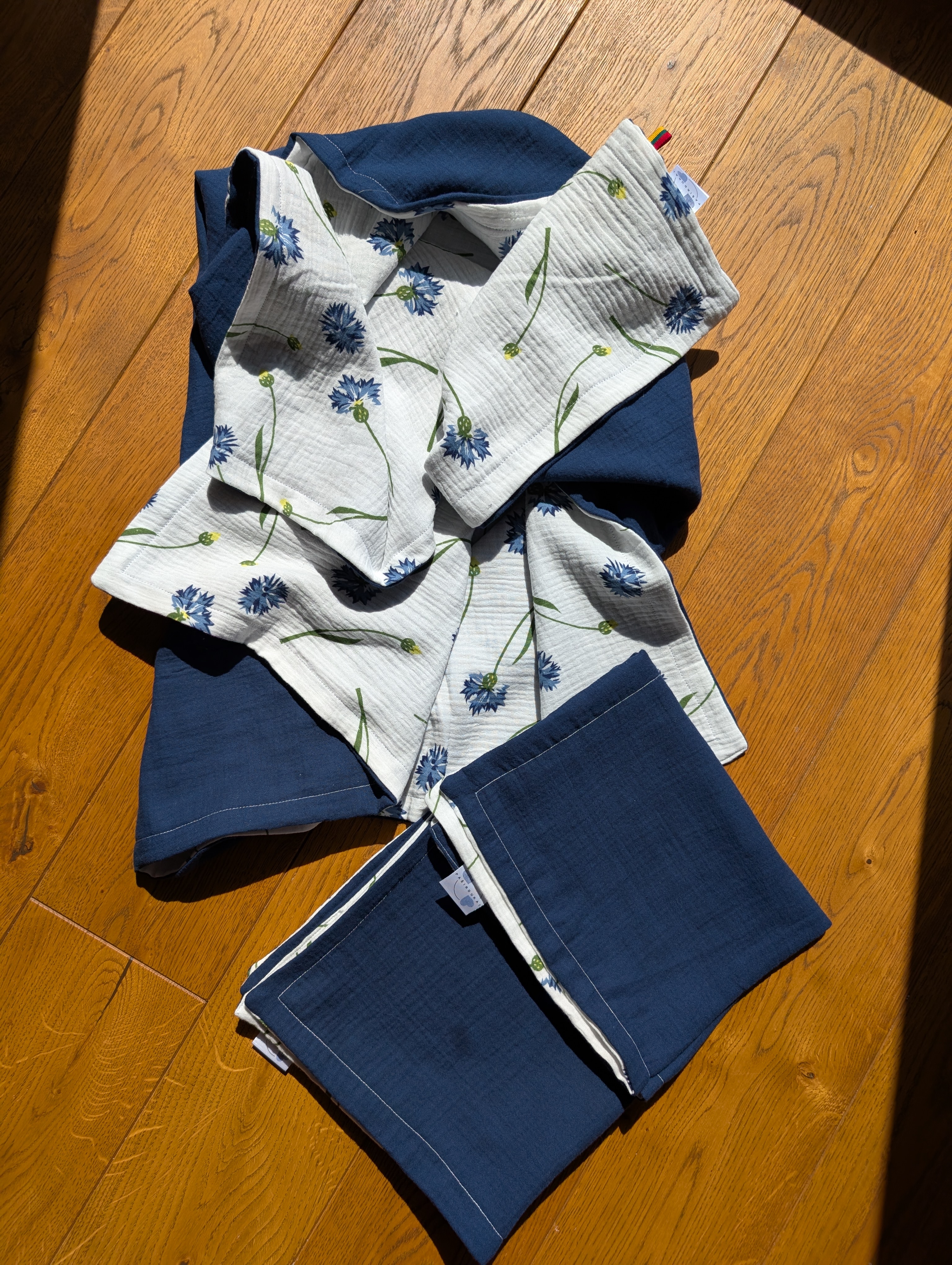 Muslino rinkinys Tamsi mėlyna - rugiagėlė