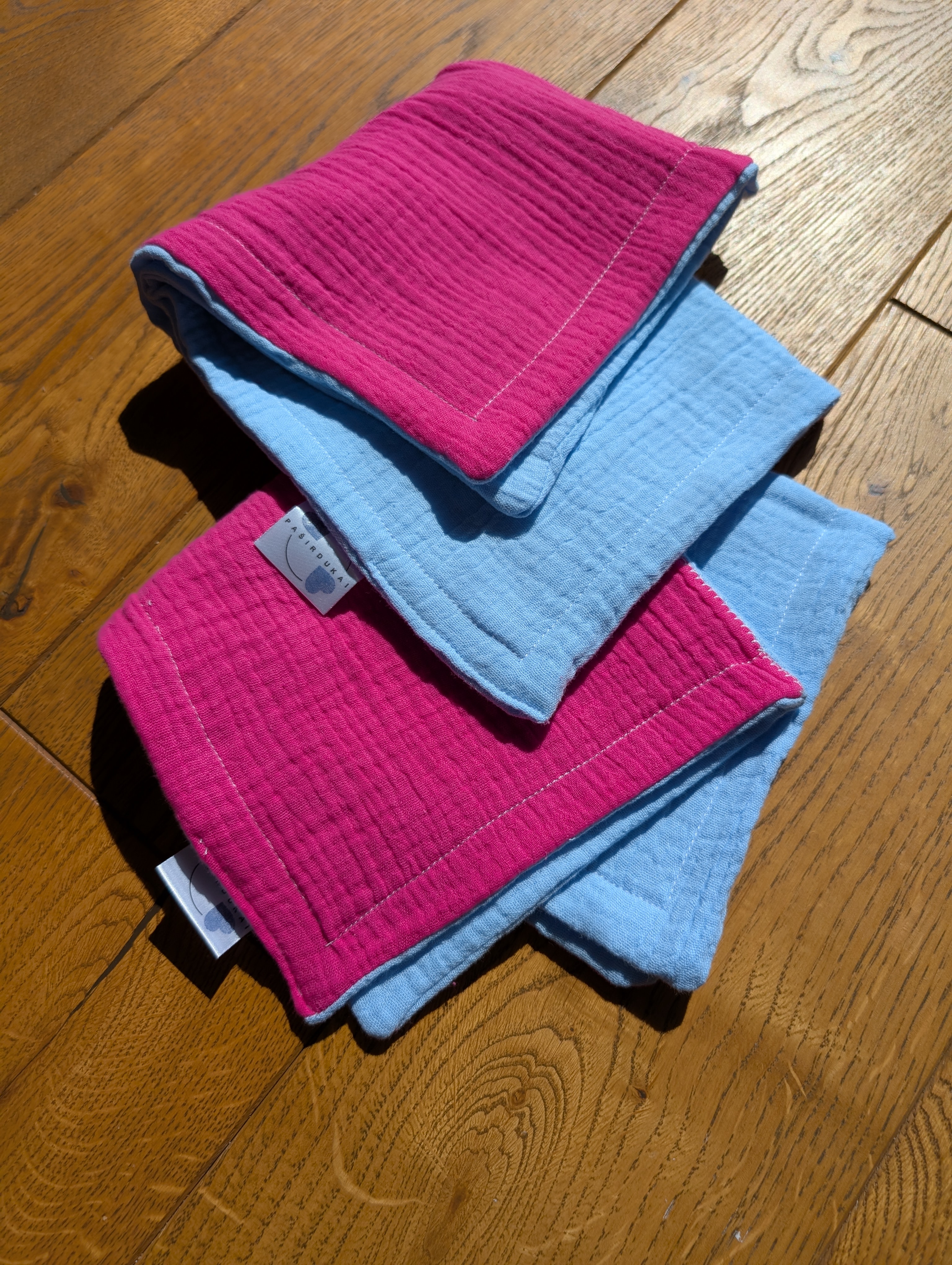 Du dvigubi merliukai - Rožinė - melsva