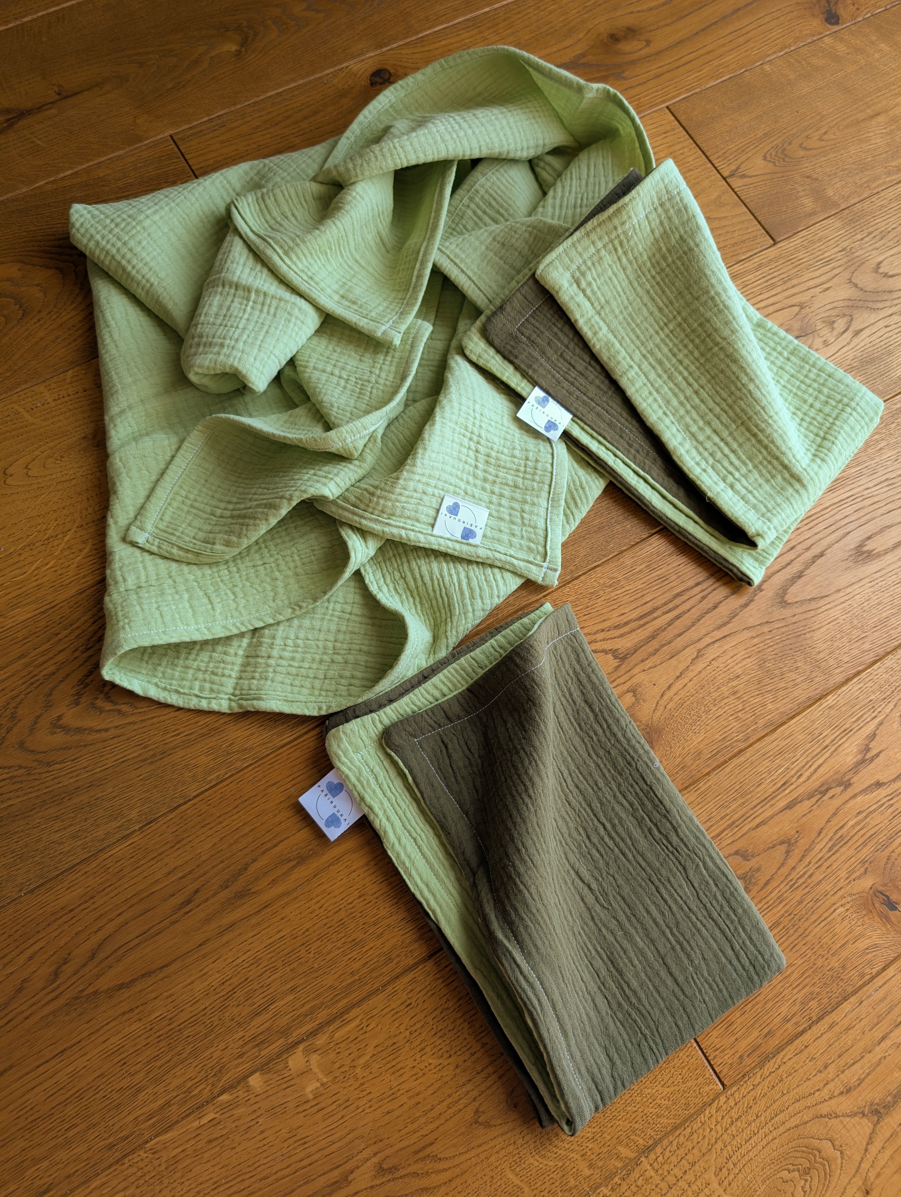 Muslino rinkinys Žalia-Chaki