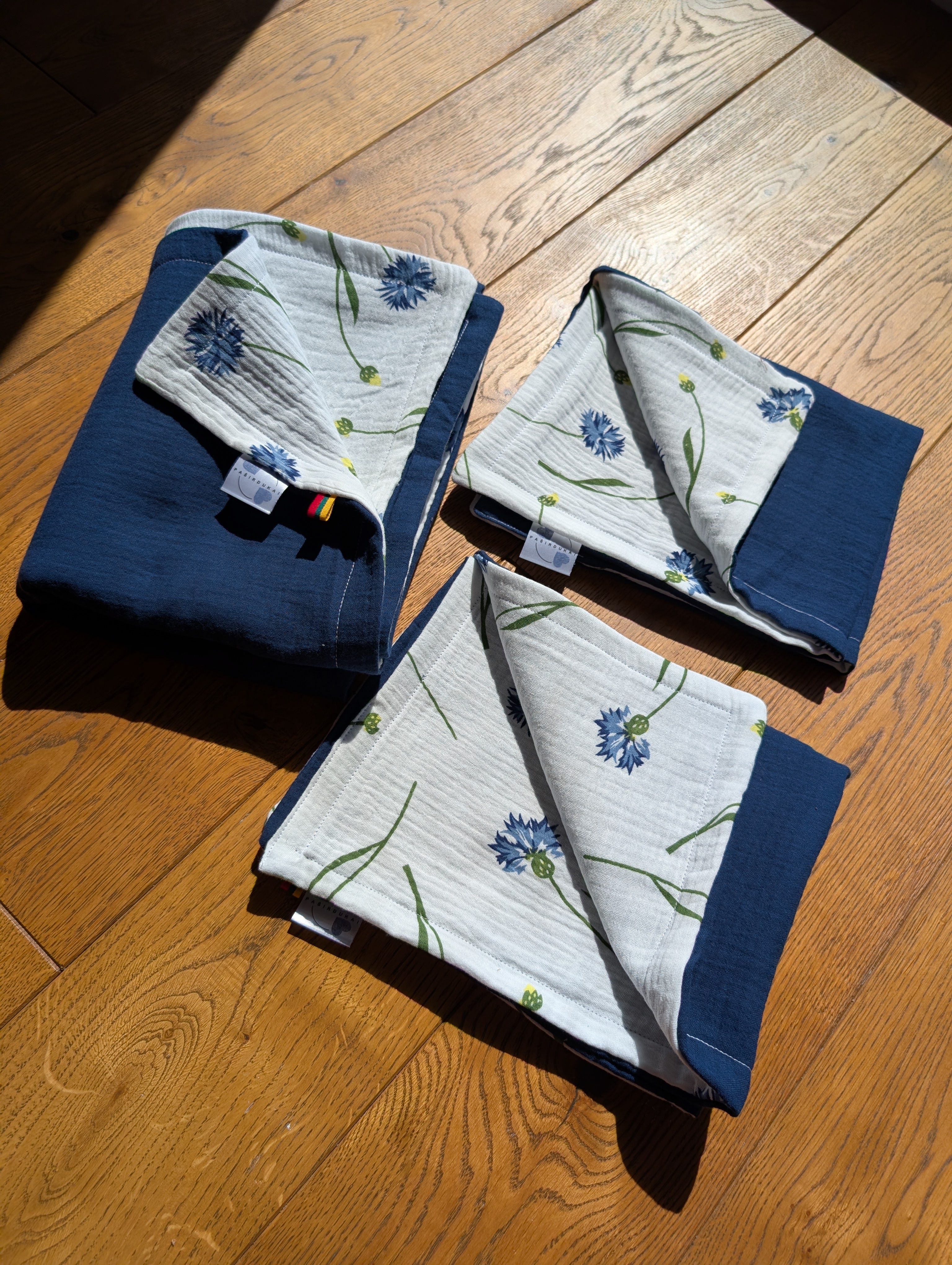 Muslino rinkinys Tamsi mėlyna - rugiagėlė