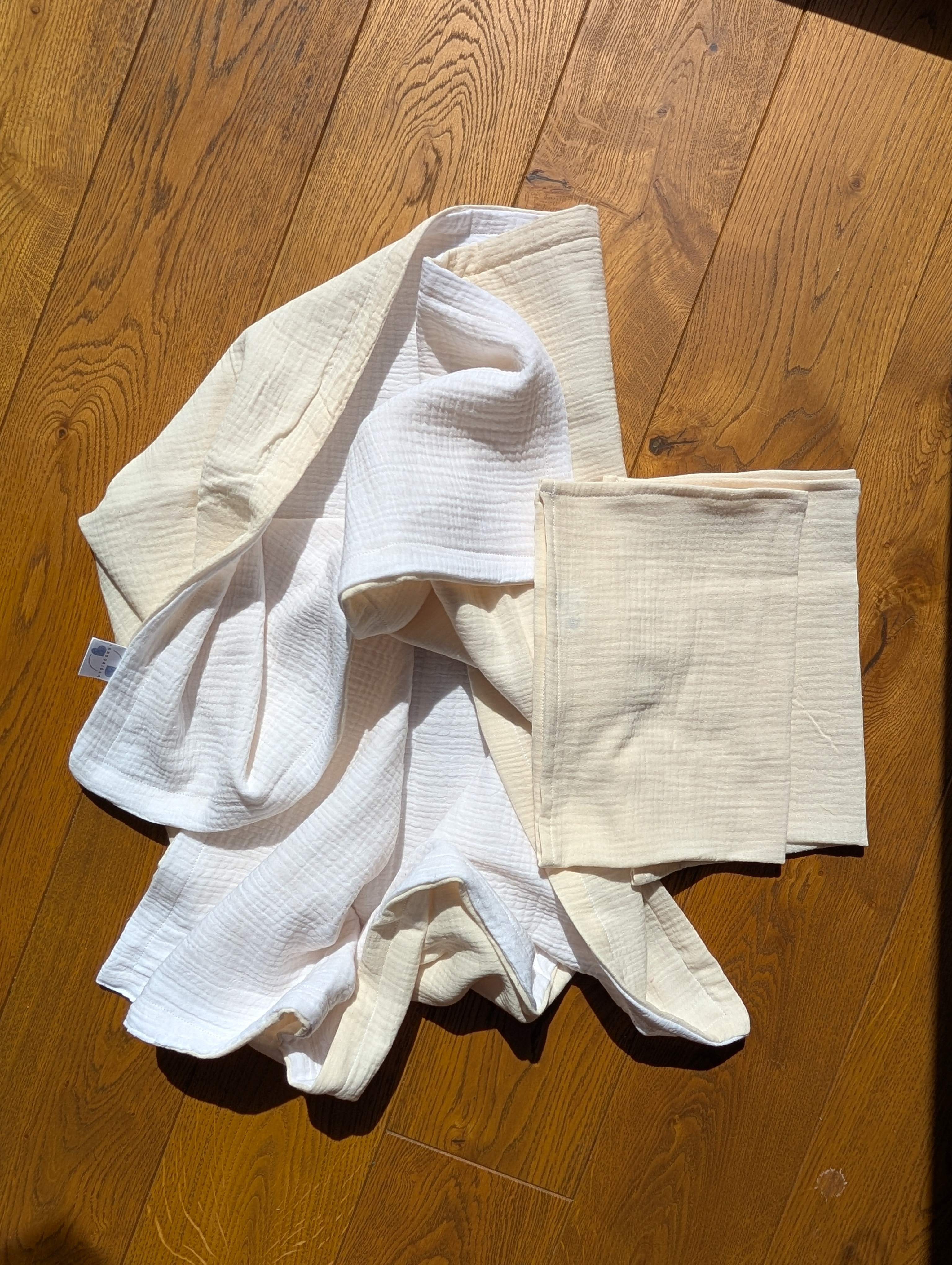 Muslino pleduko rinkinys Šampano ir pieno balta