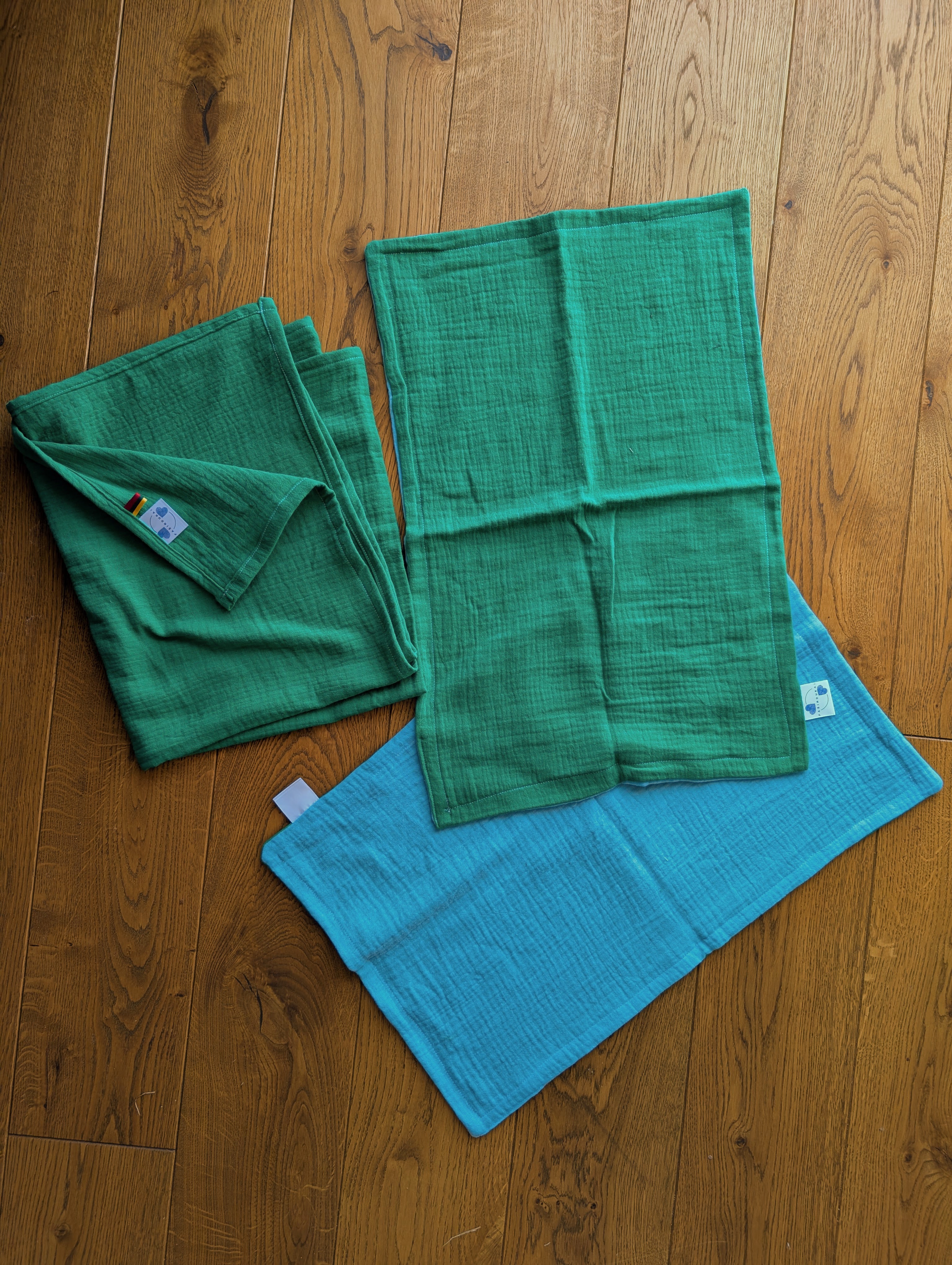 Muslino rinkinys Žalia-Žydra