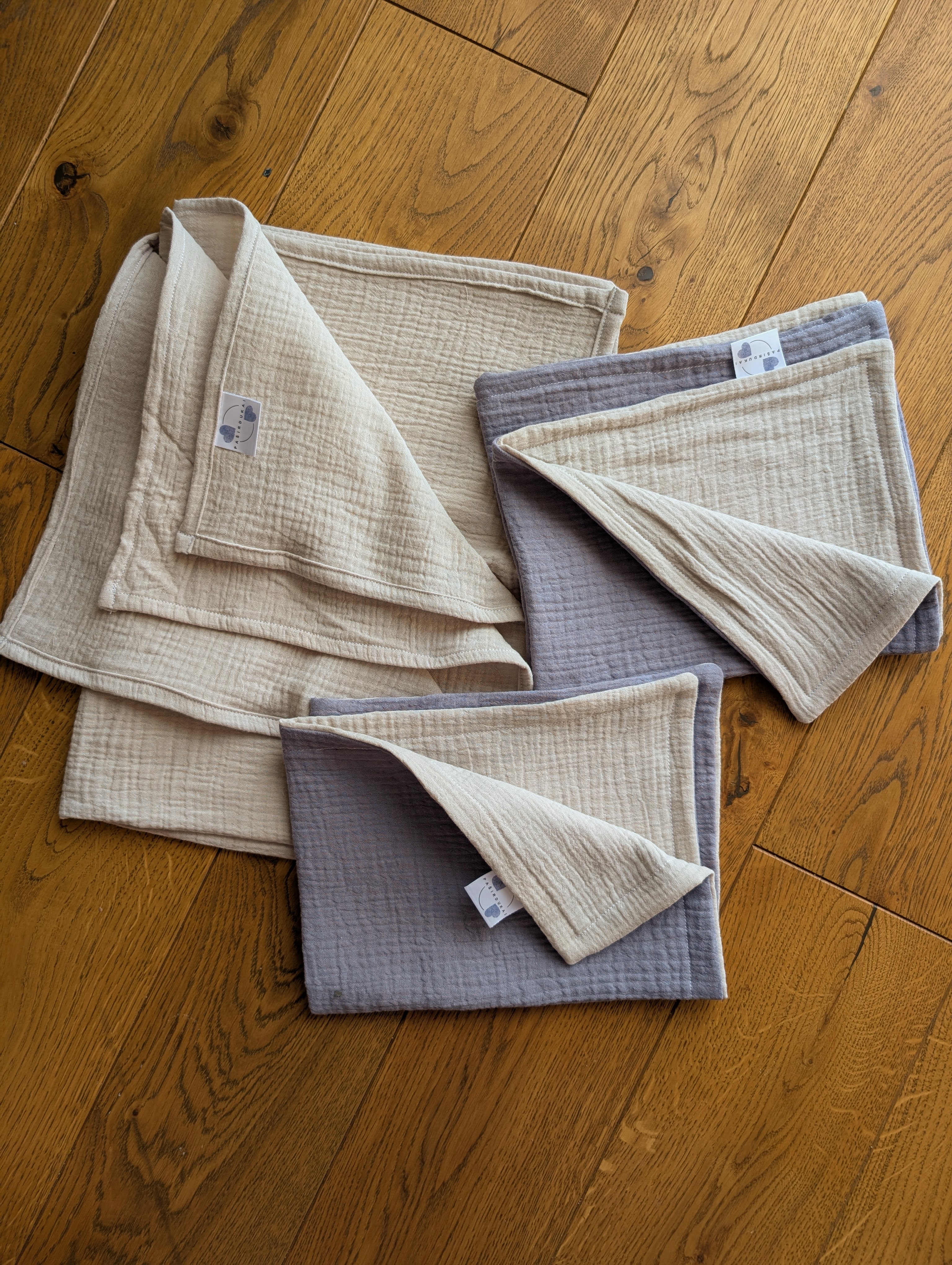 Muslino rinkinys Pilkas - Smėlio