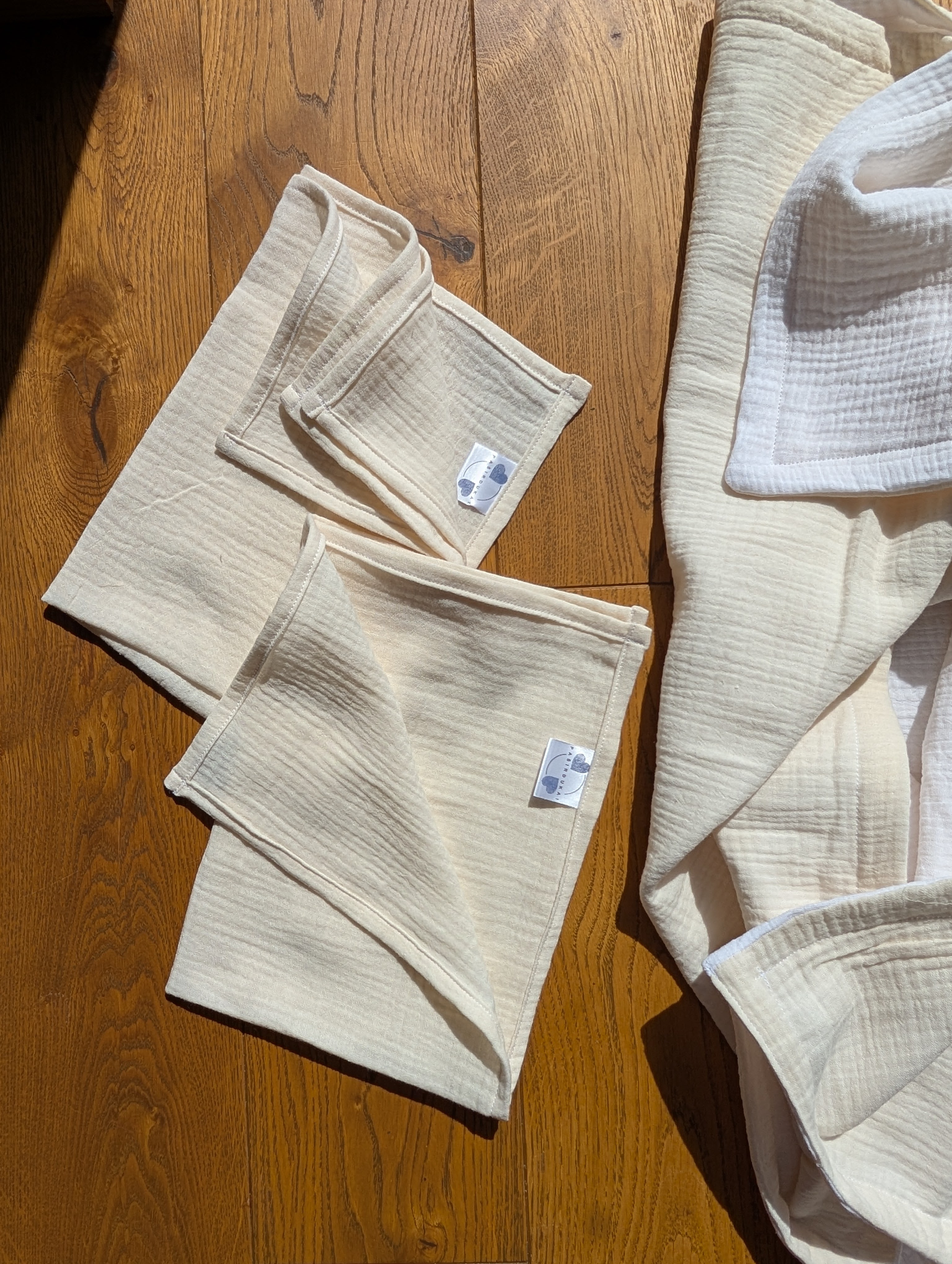 Muslino pleduko rinkinys Šampano ir pieno balta