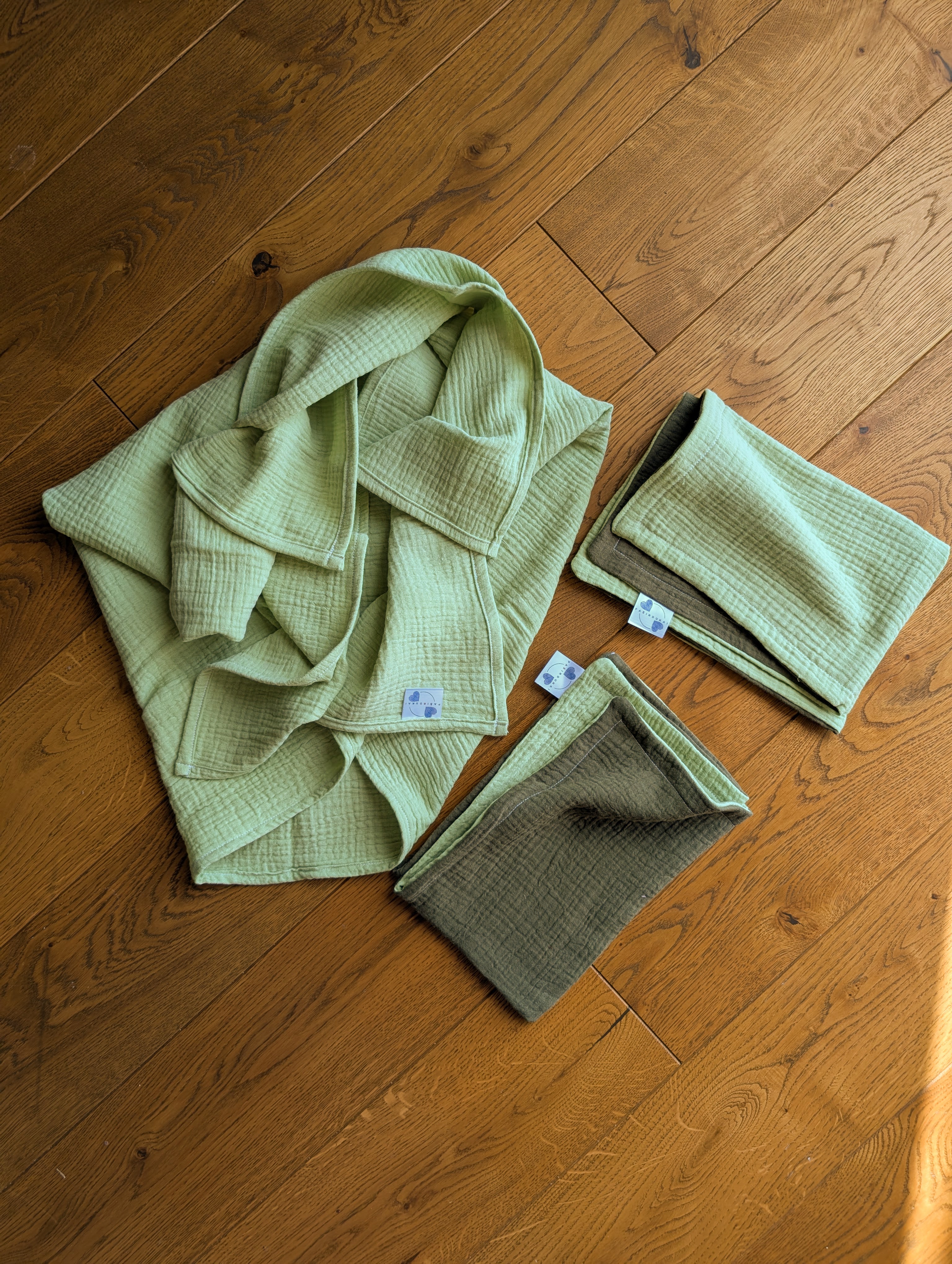 Muslino rinkinys Žalia-Chaki