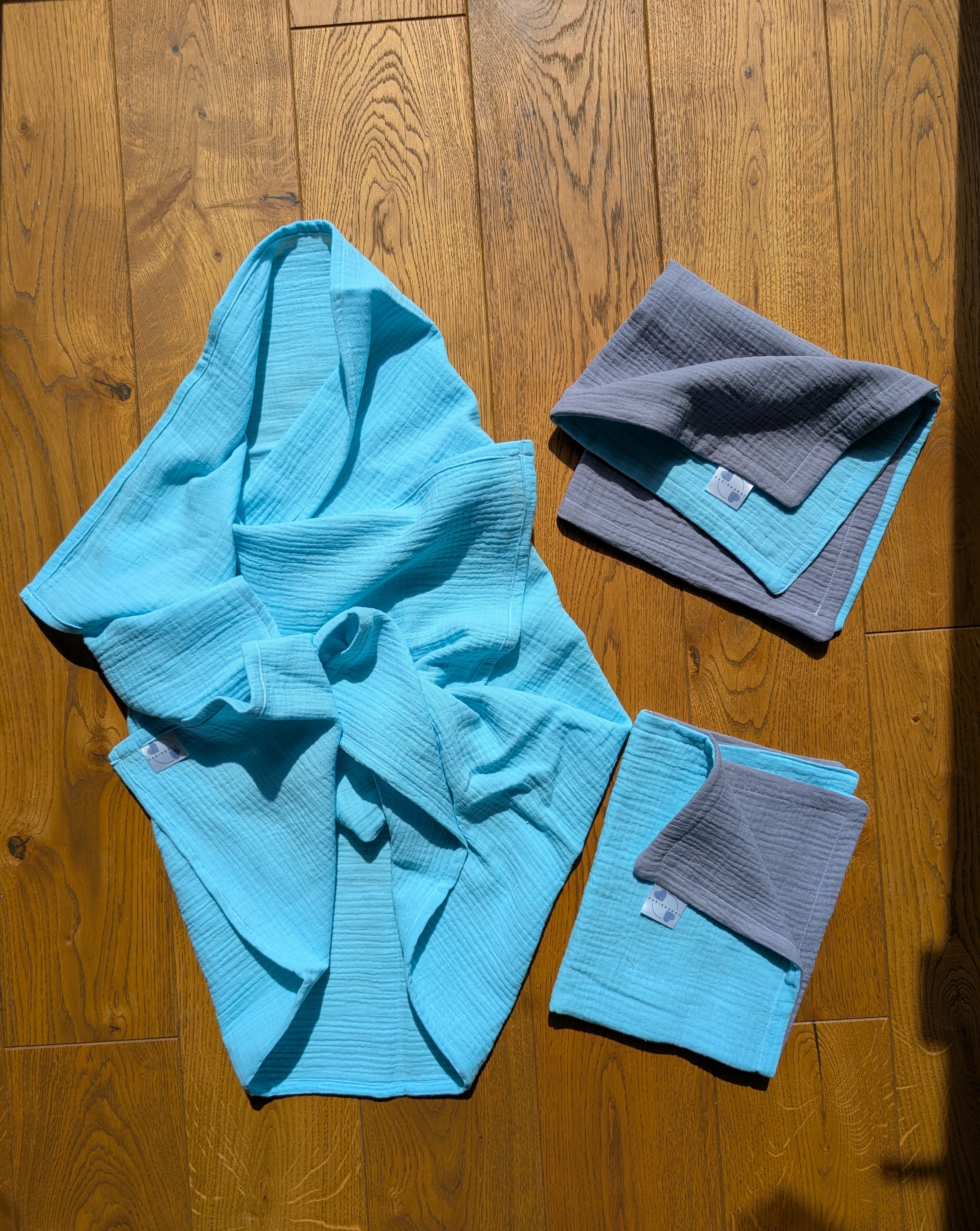 Muslino rinkinys Žydras - Pilkas antracito