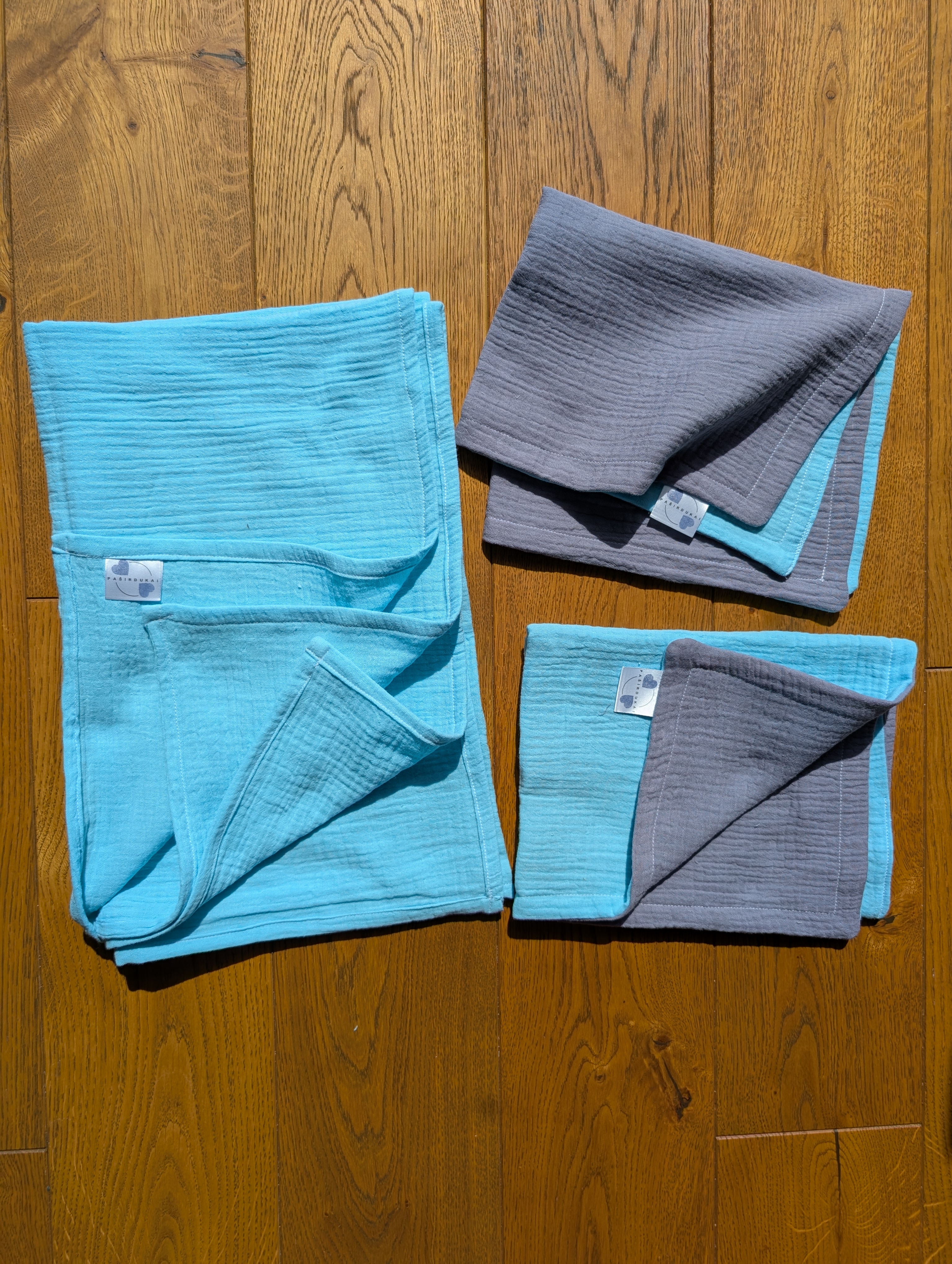 Muslino rinkinys Žydras - Pilkas antracito