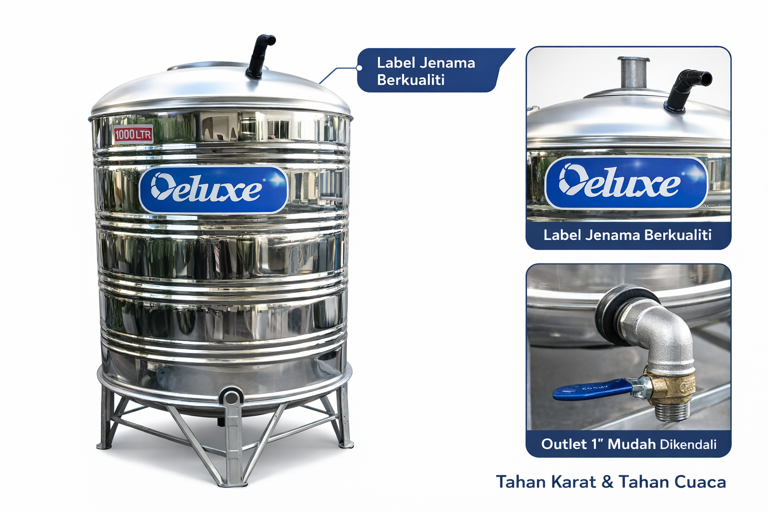 Stainless Steel Water Tank (Deluxe) 1000 L