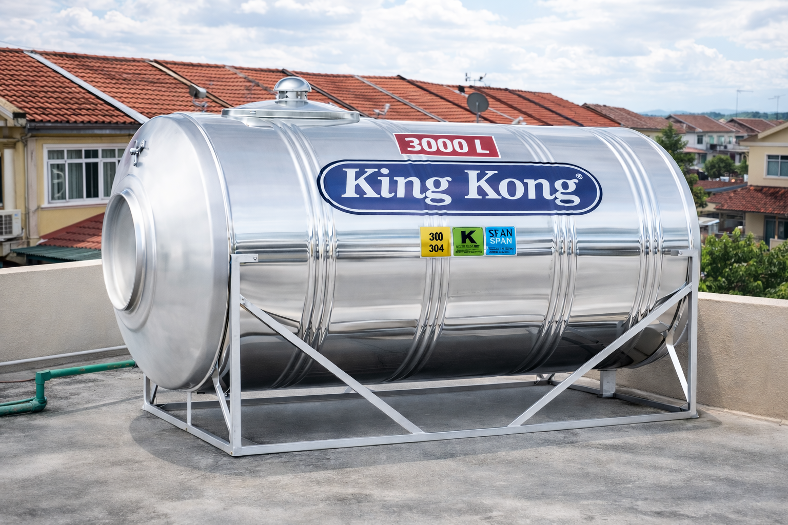 King Kong Stainless Steel Water Tank Horizontal (3000 L)