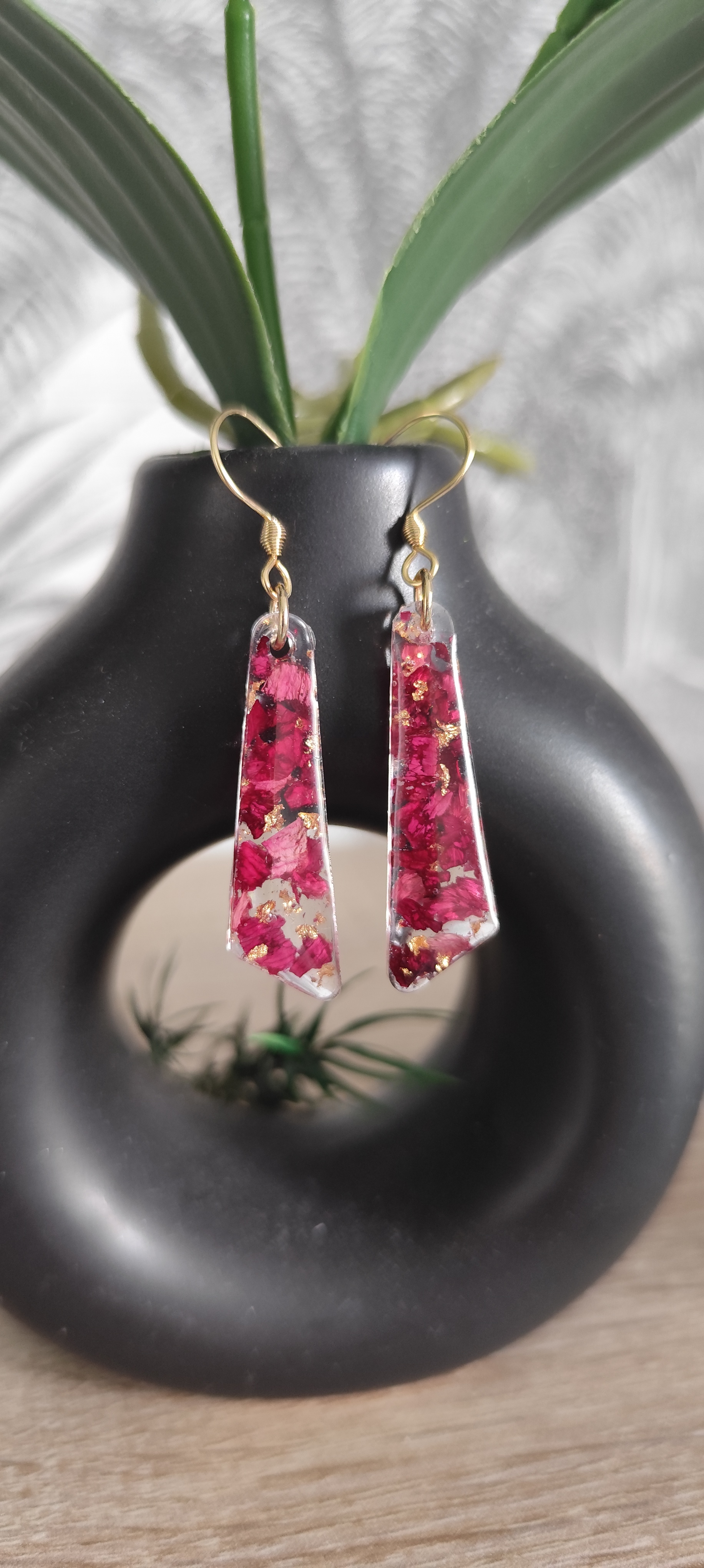 Boucles d'oreilles résine florale