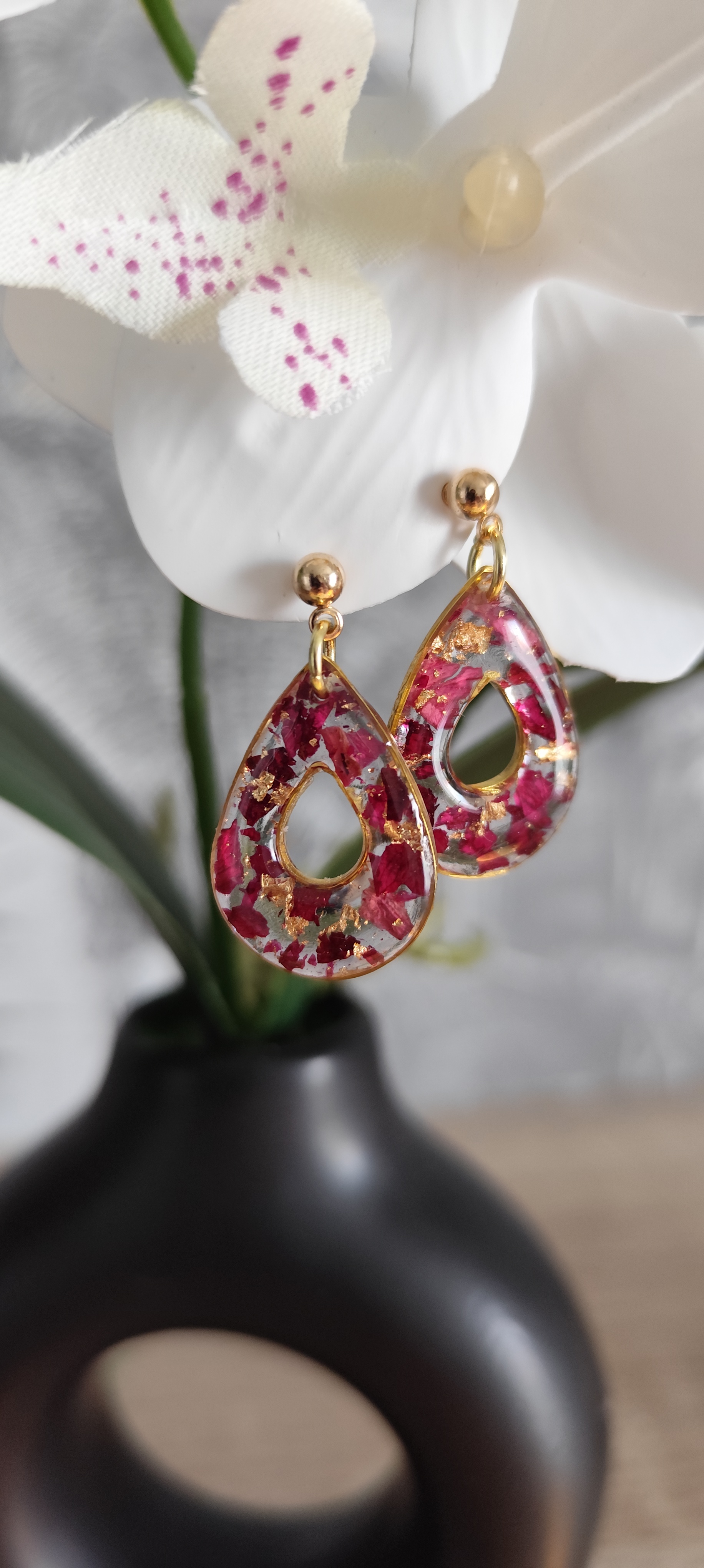 Boucles d'oreilles florales dorées