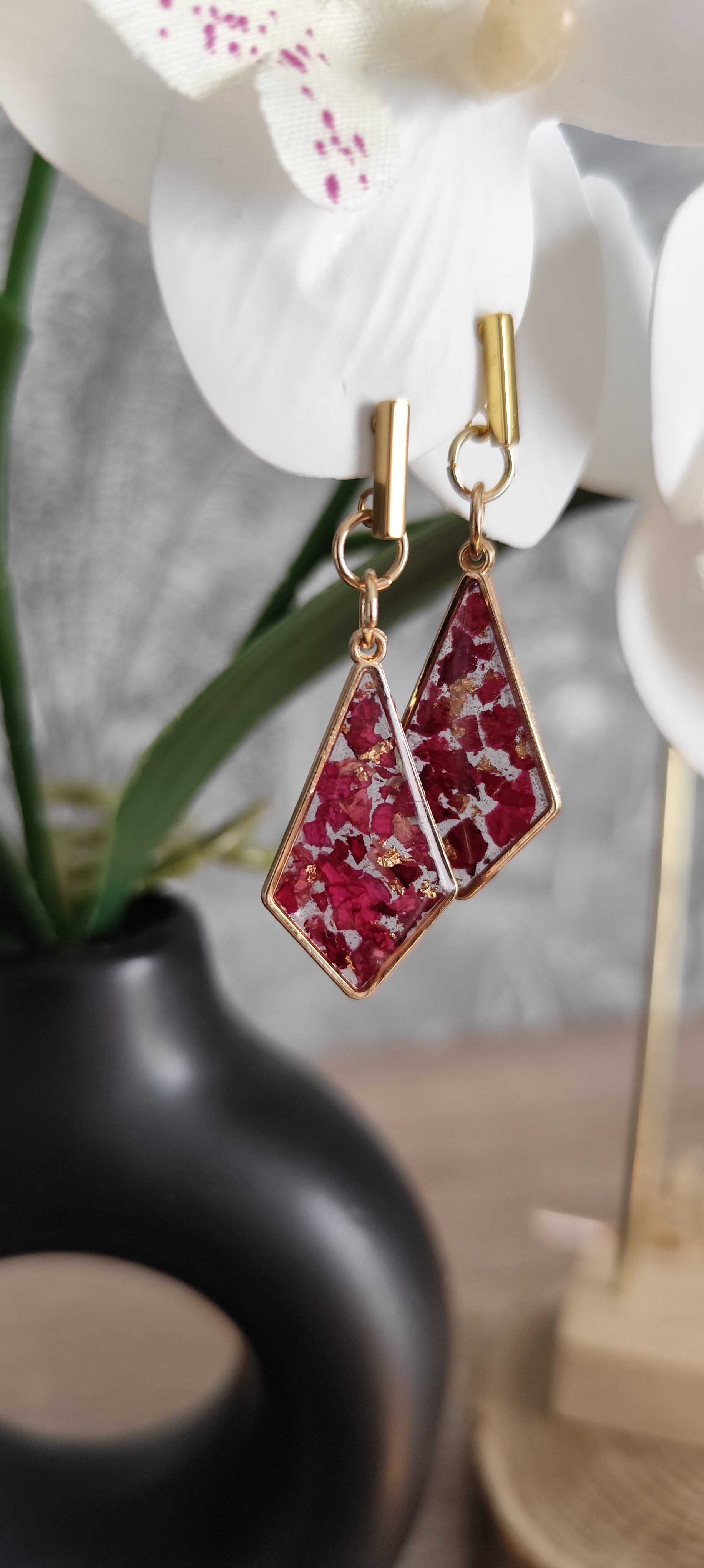 Boucles d'oreilles géométriques florales