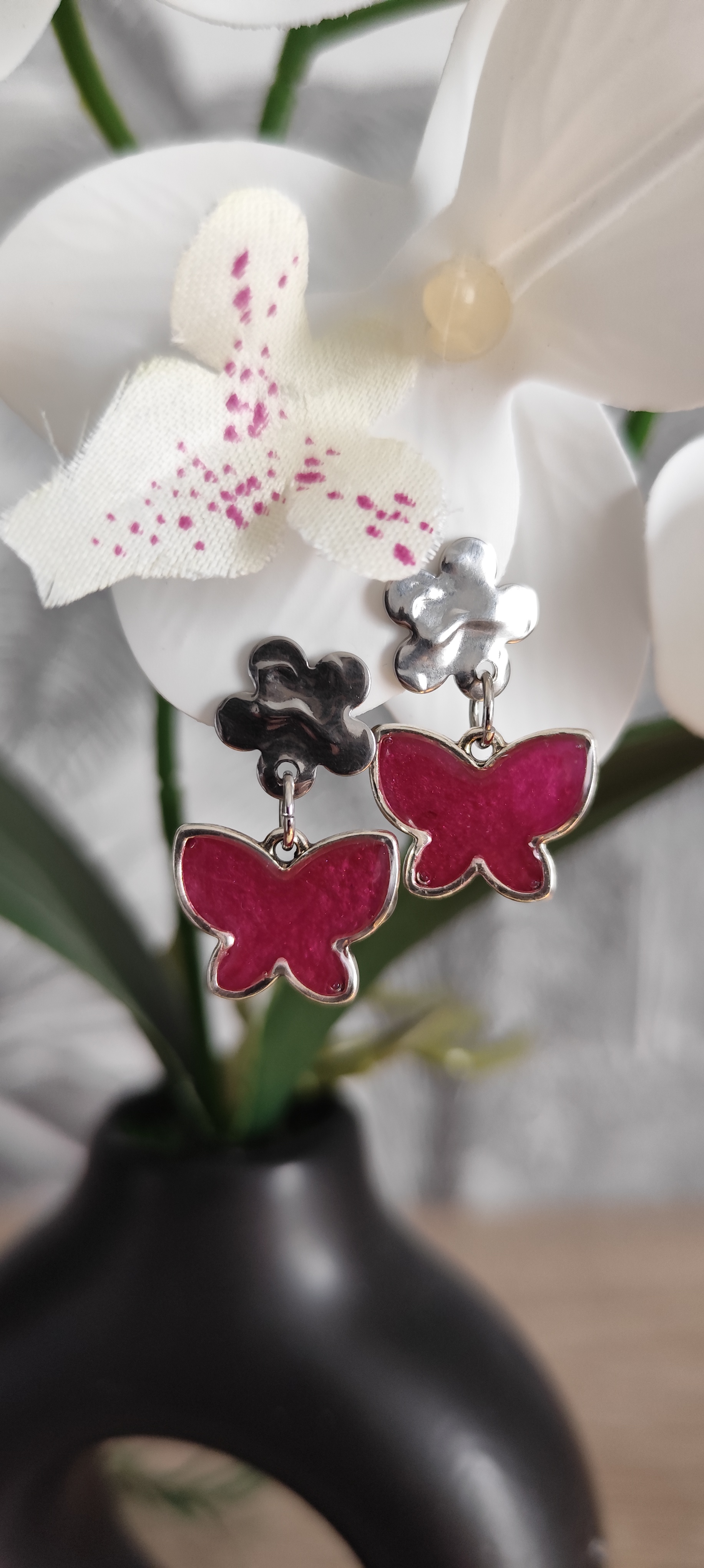 Boucles d’oreilles Papillon Rose