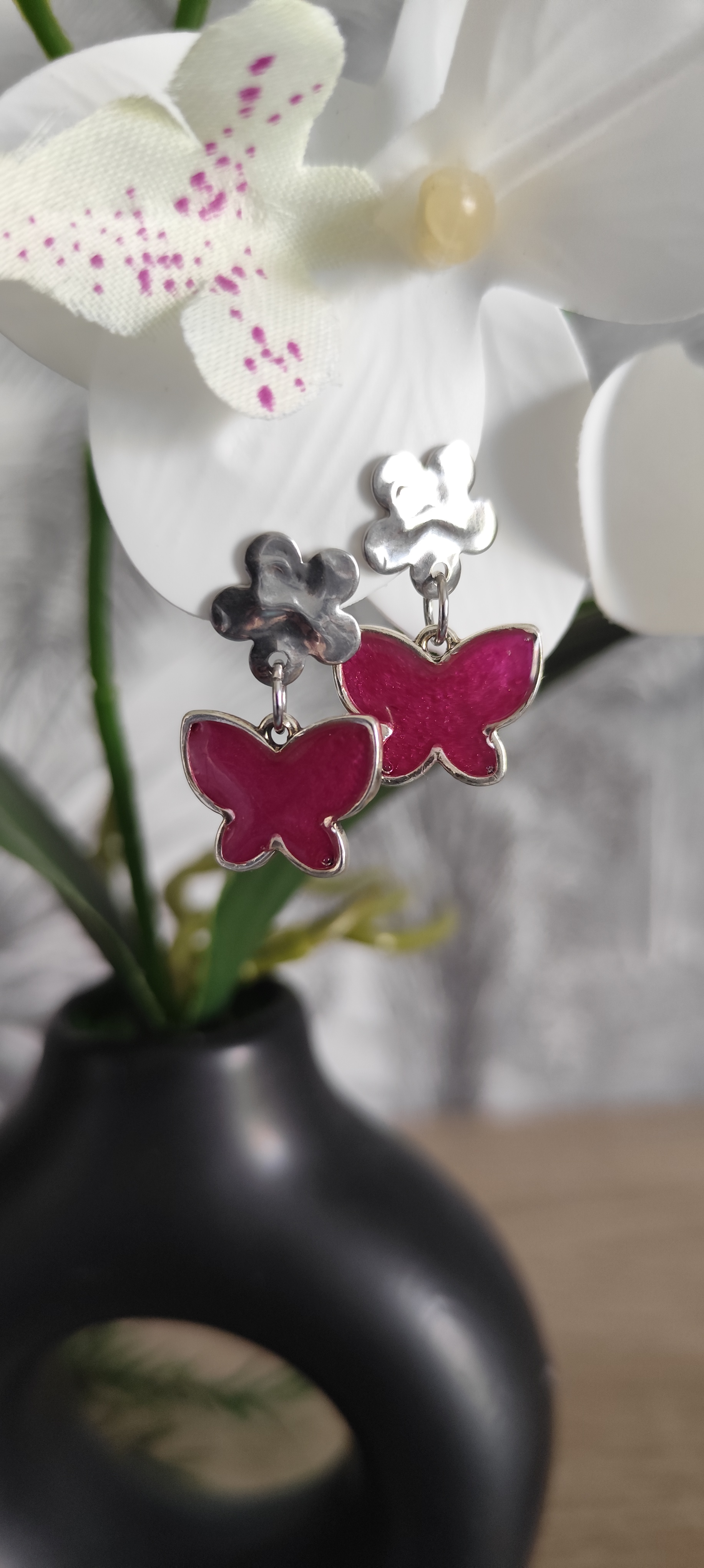 Boucles d’oreilles papillon argenté