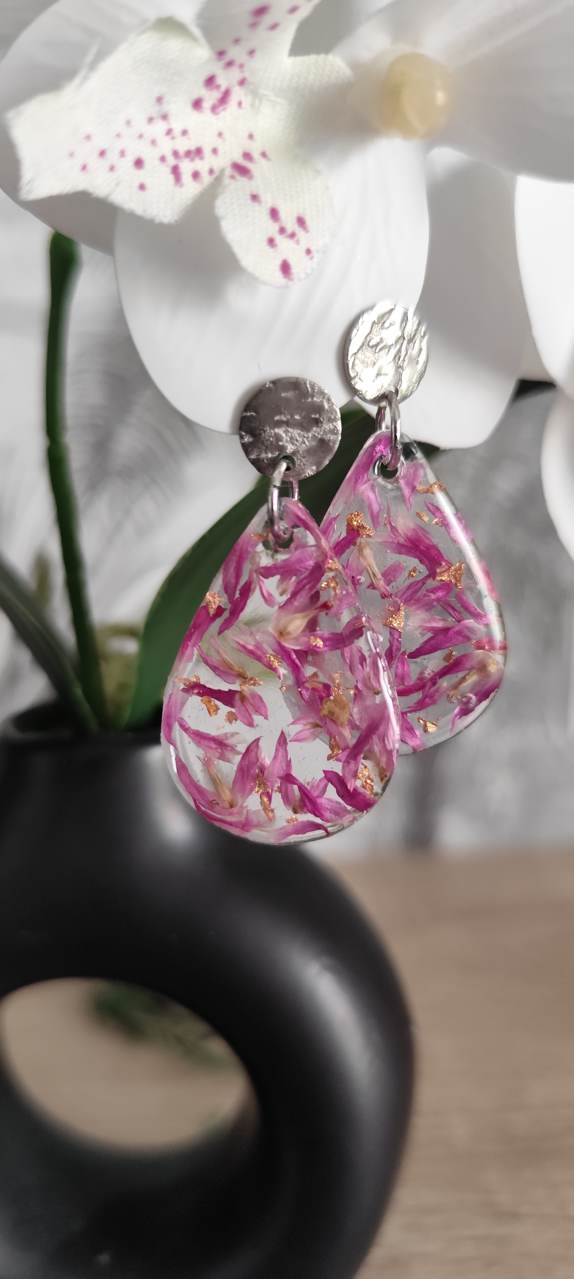 Boucles d'oreilles goutte fleuries