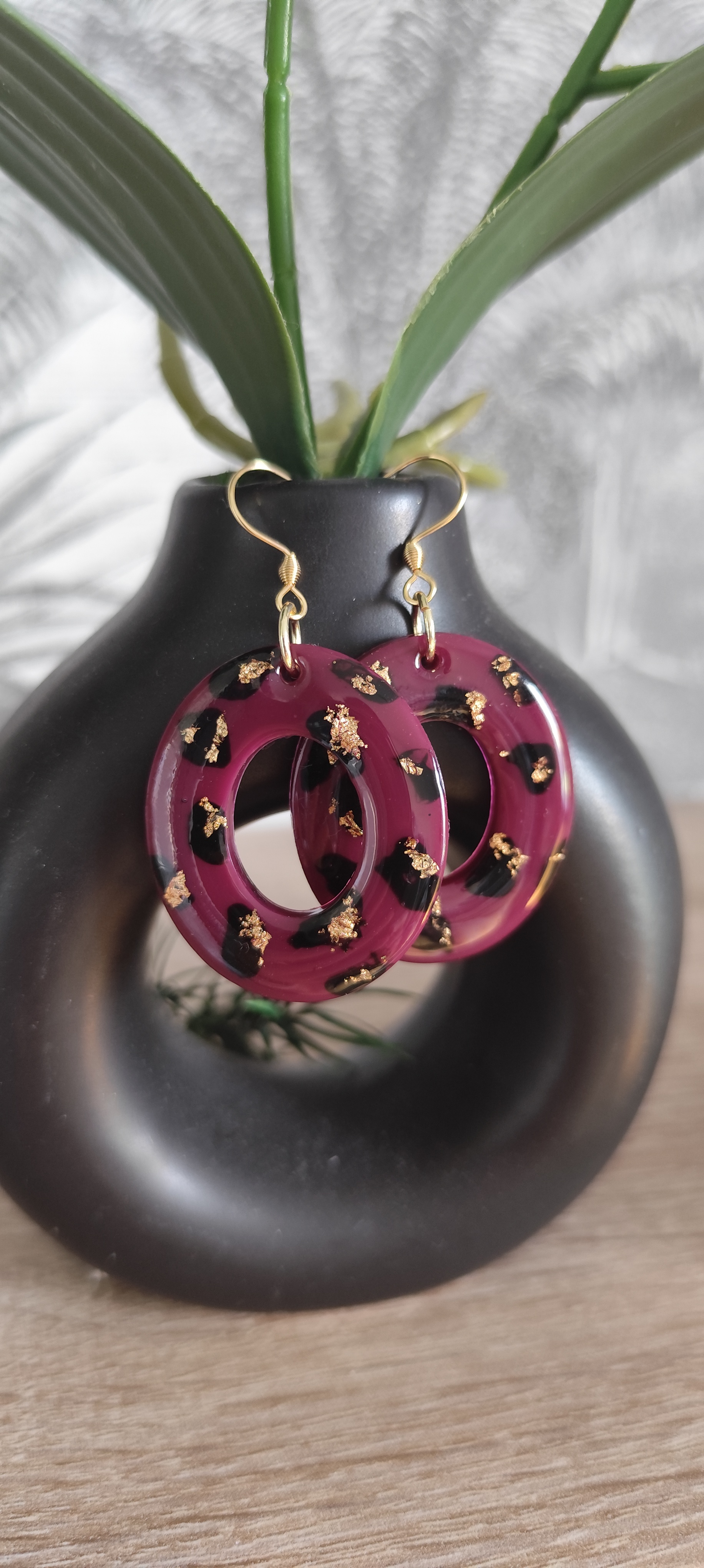 Boucles d'oreilles créoles bordeaux