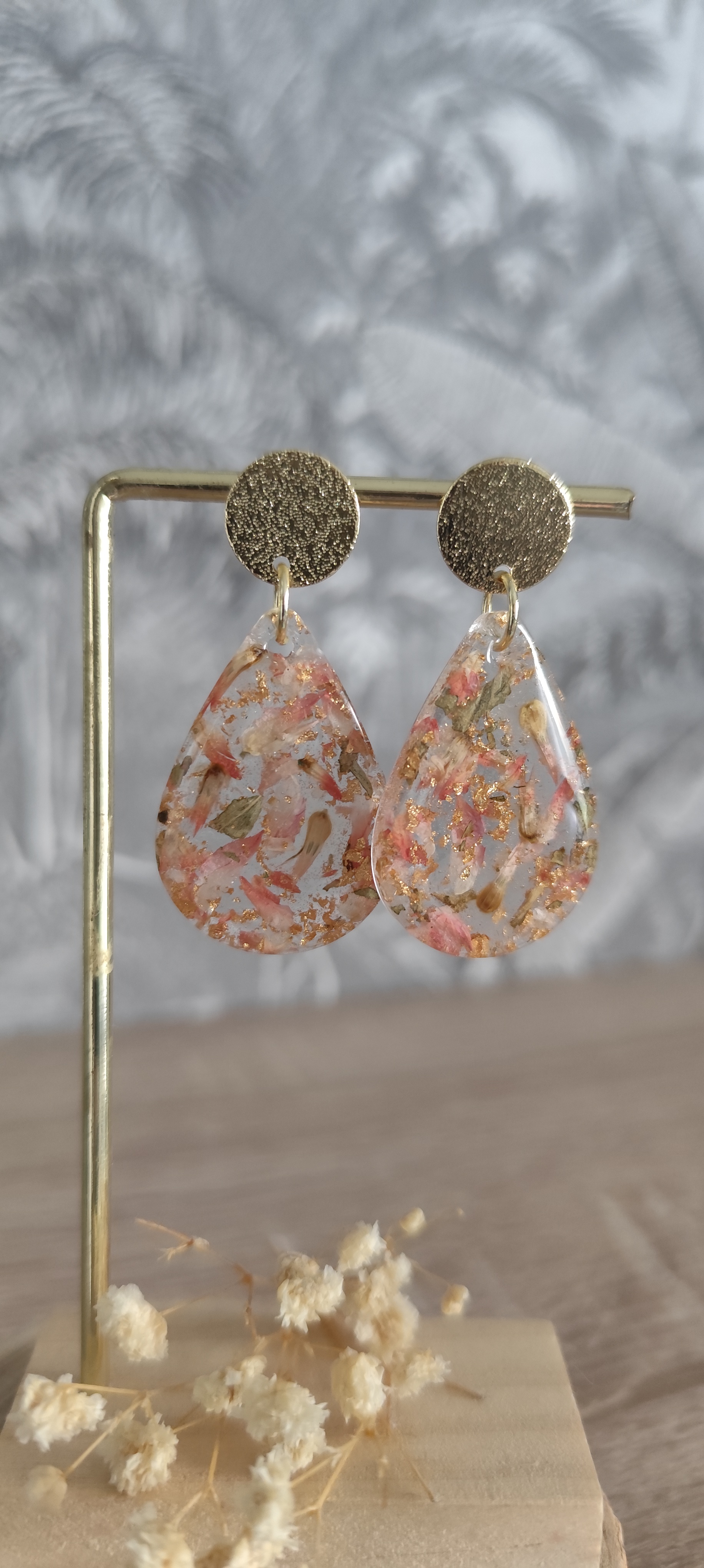 Boucles d'oreilles goutte résine