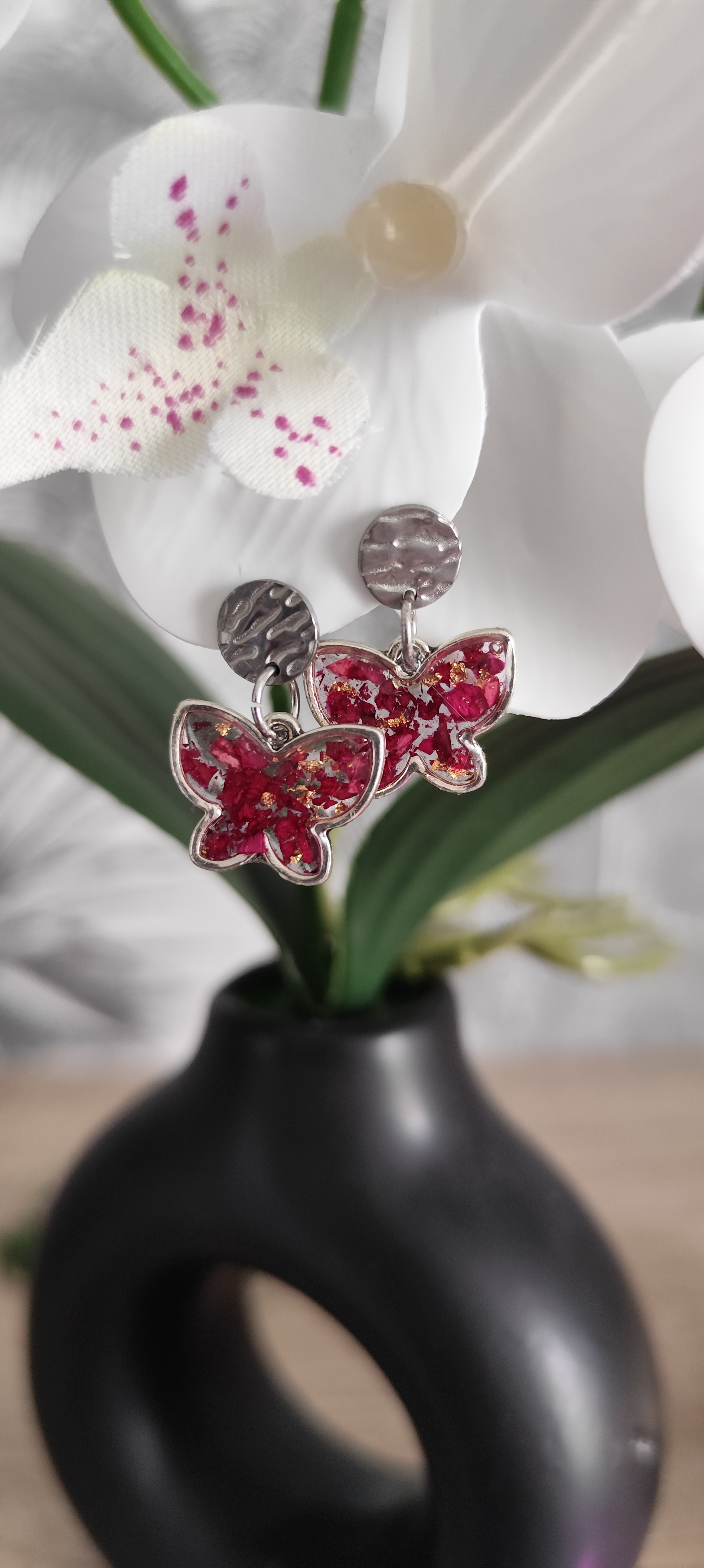 Boucles d’oreilles papillon rouge