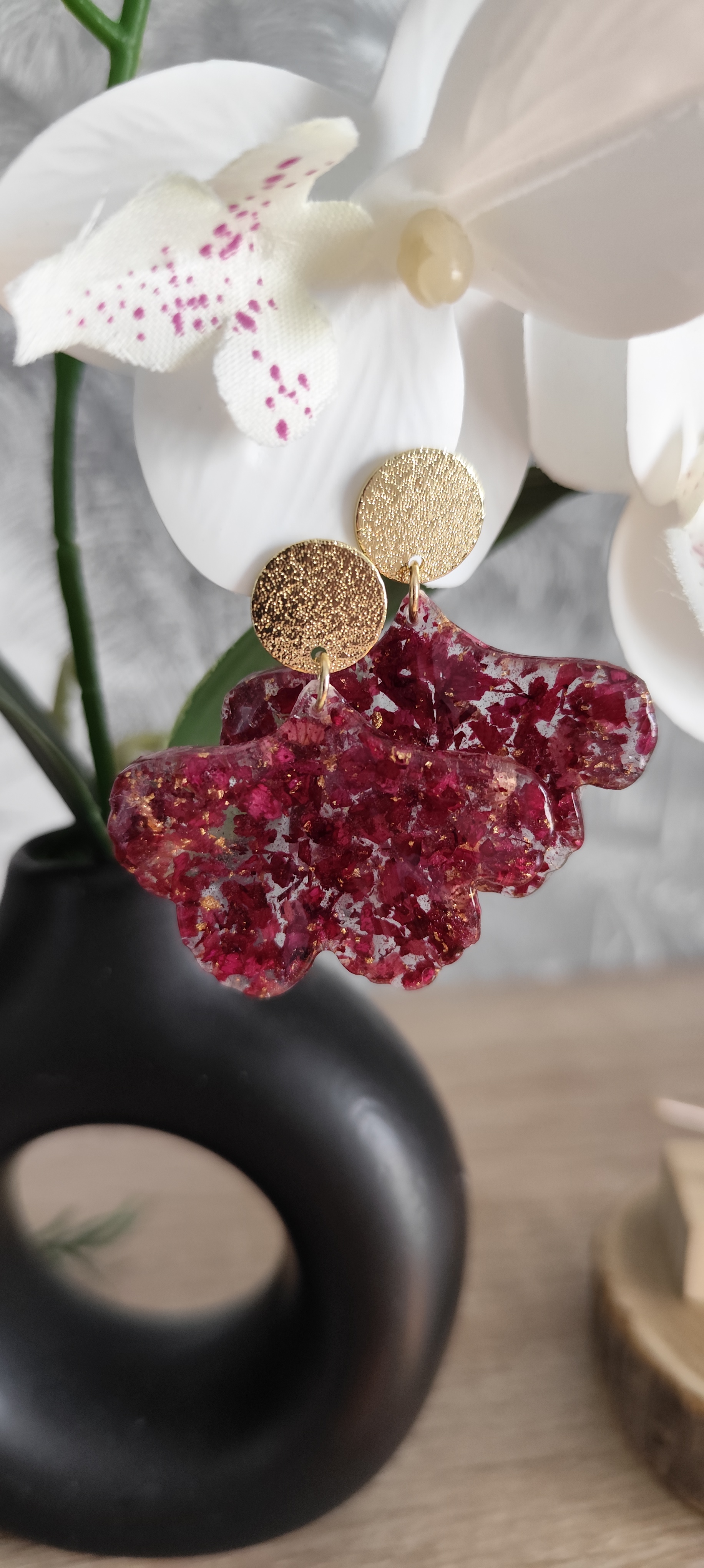 Boucles d'oreilles florales rouge