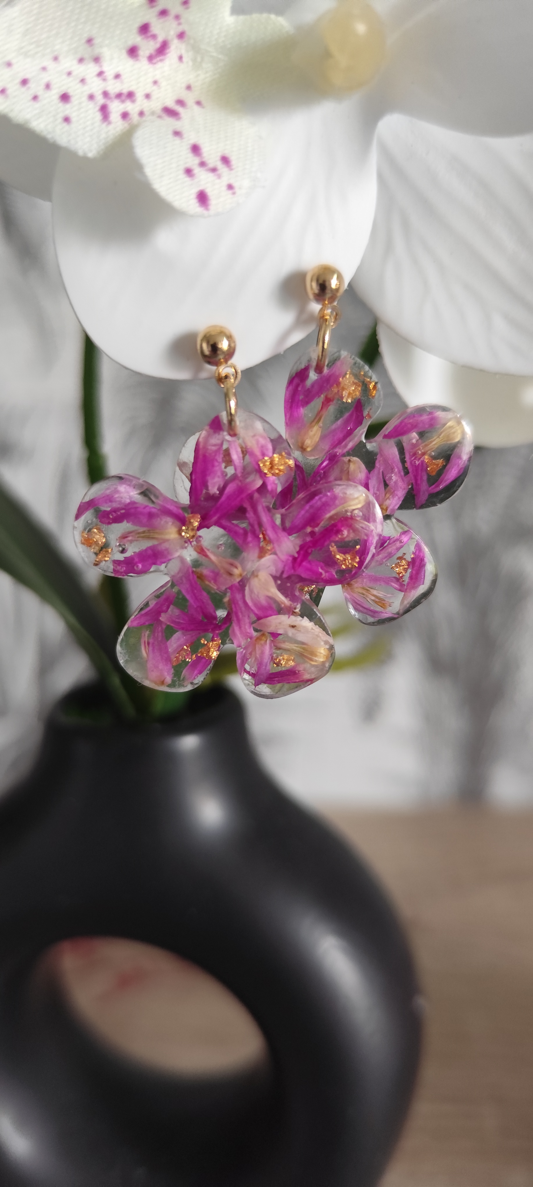 Boucles d'oreilles fleur violette