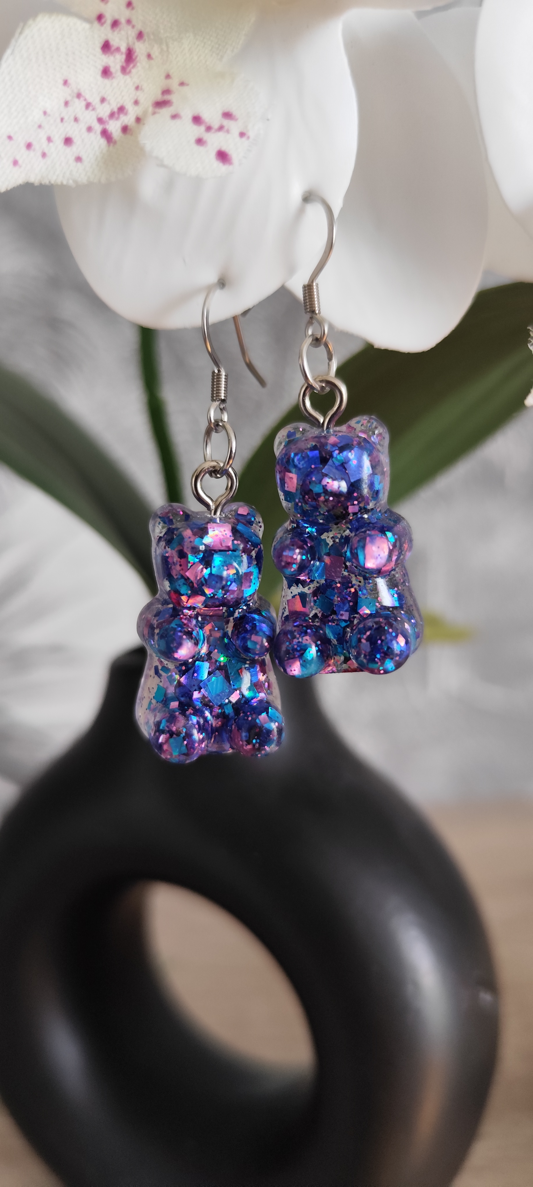 Boucles d'oreilles oursons scintillants