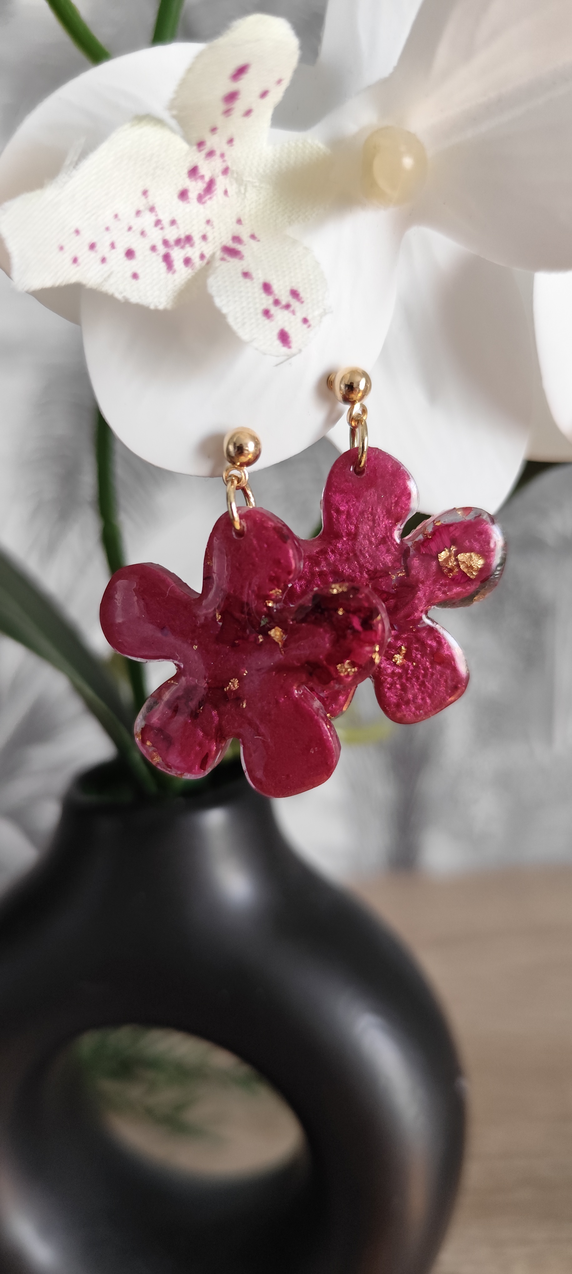 Boucles d’oreilles Fleur Rouge