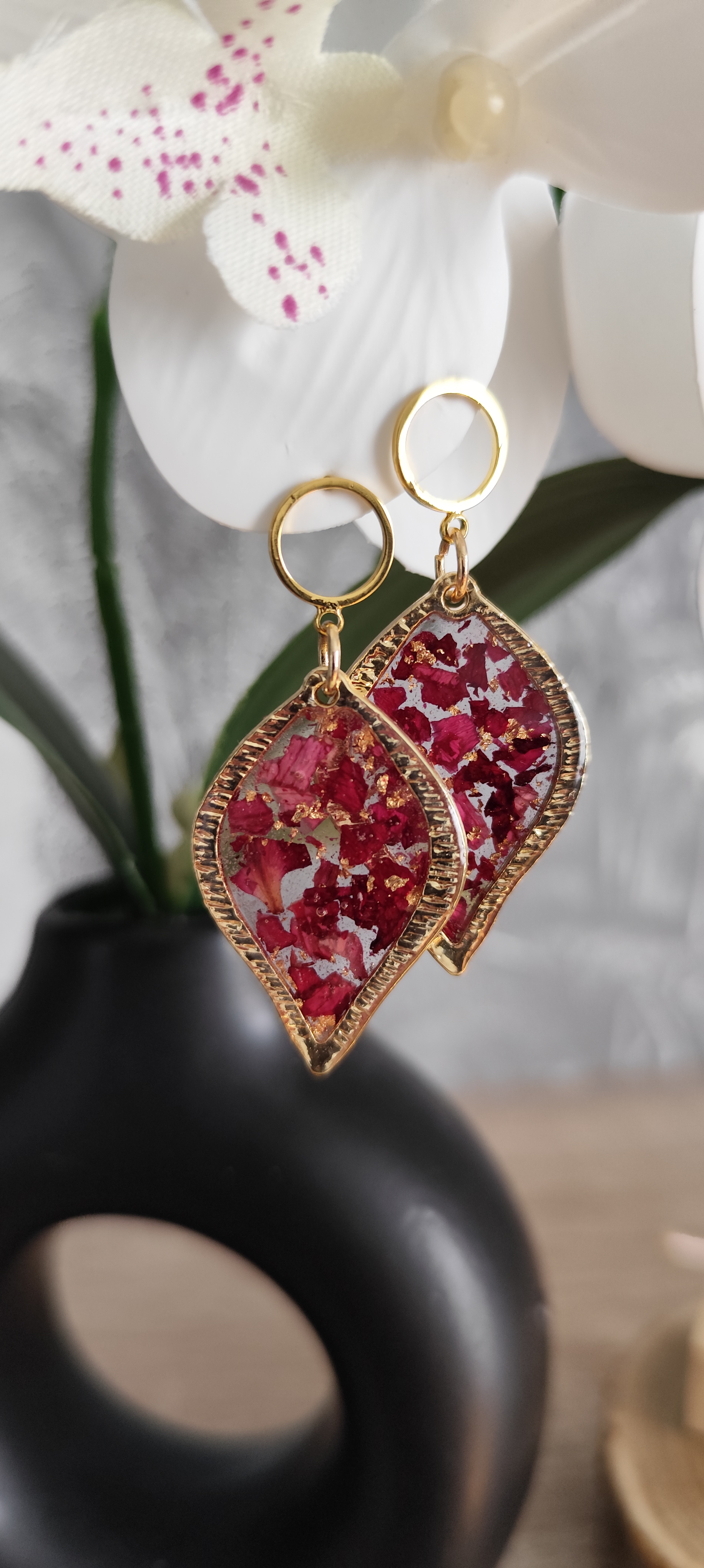 Boucles d'oreilles feuille dorée