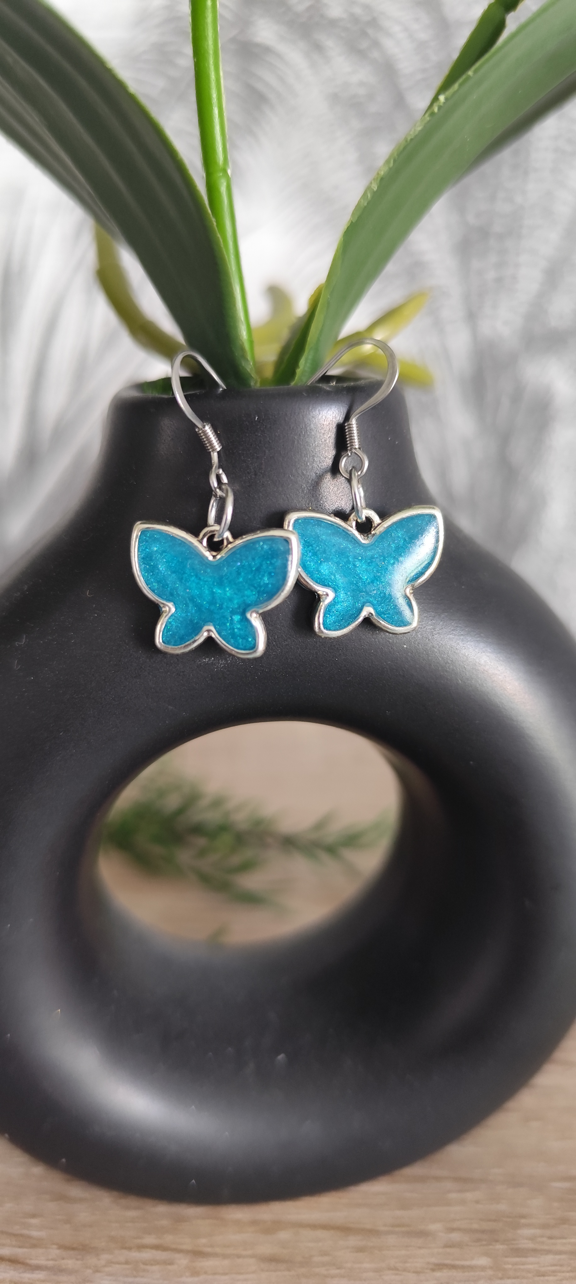 Boucles d’oreilles papillon bleues
