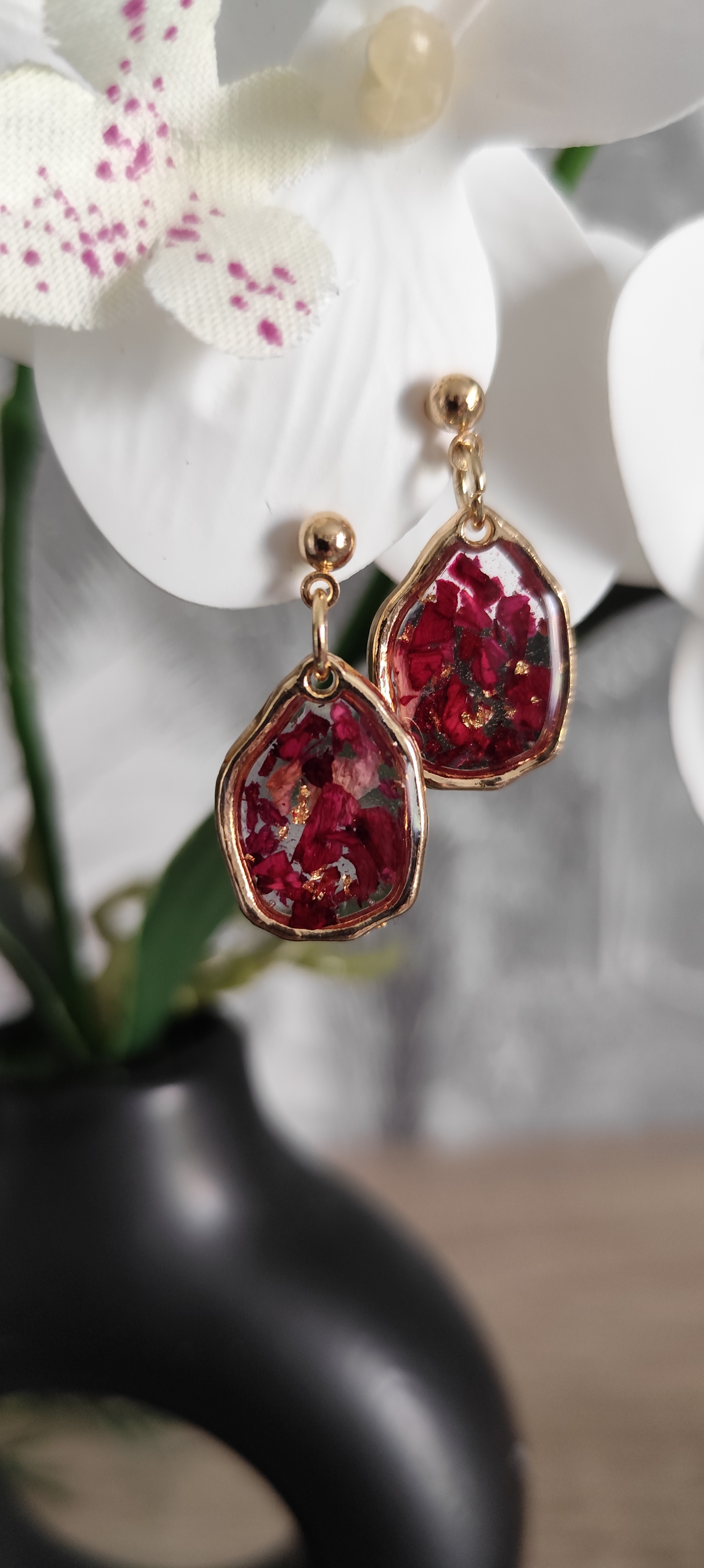 Boucles d'oreilles élégantes rubis