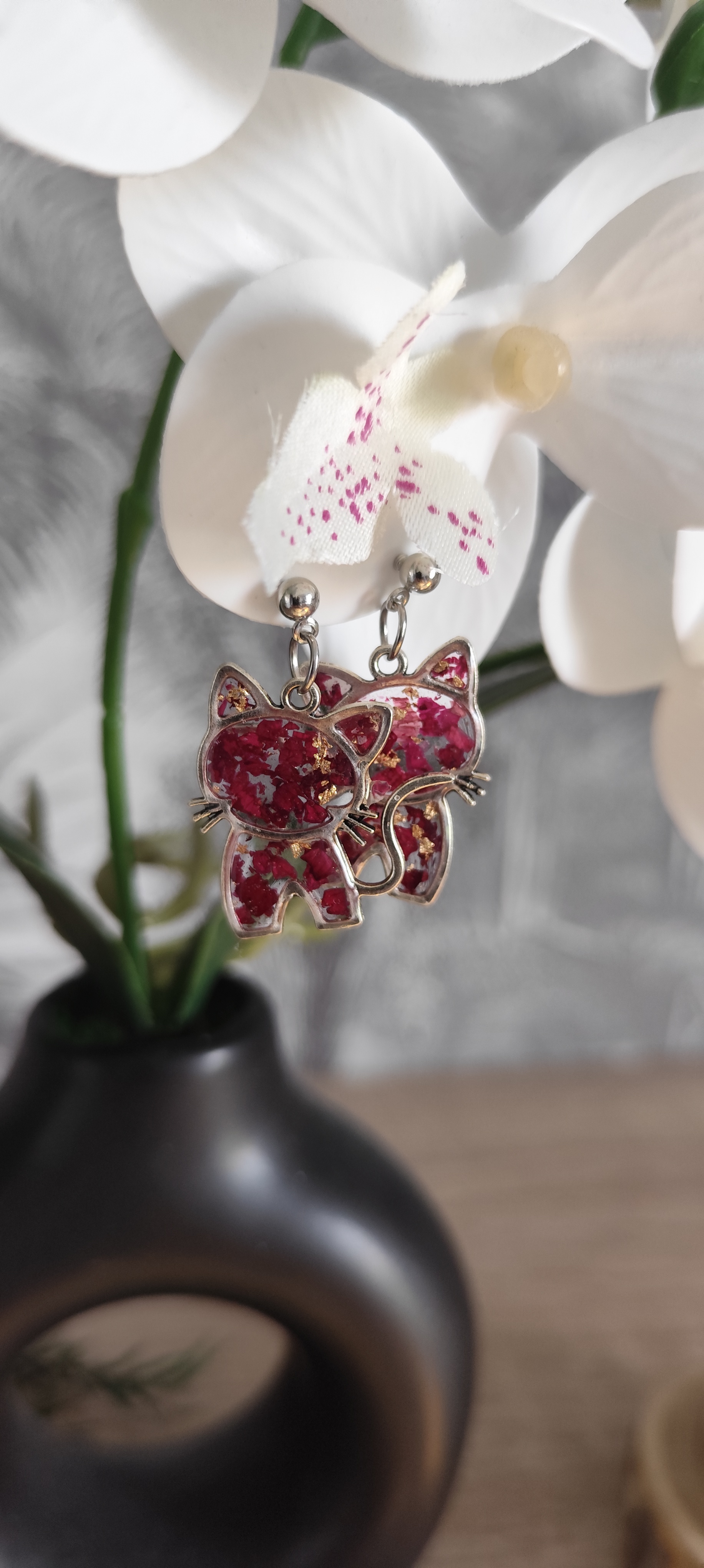 Boucles d’oreilles Chat Rose