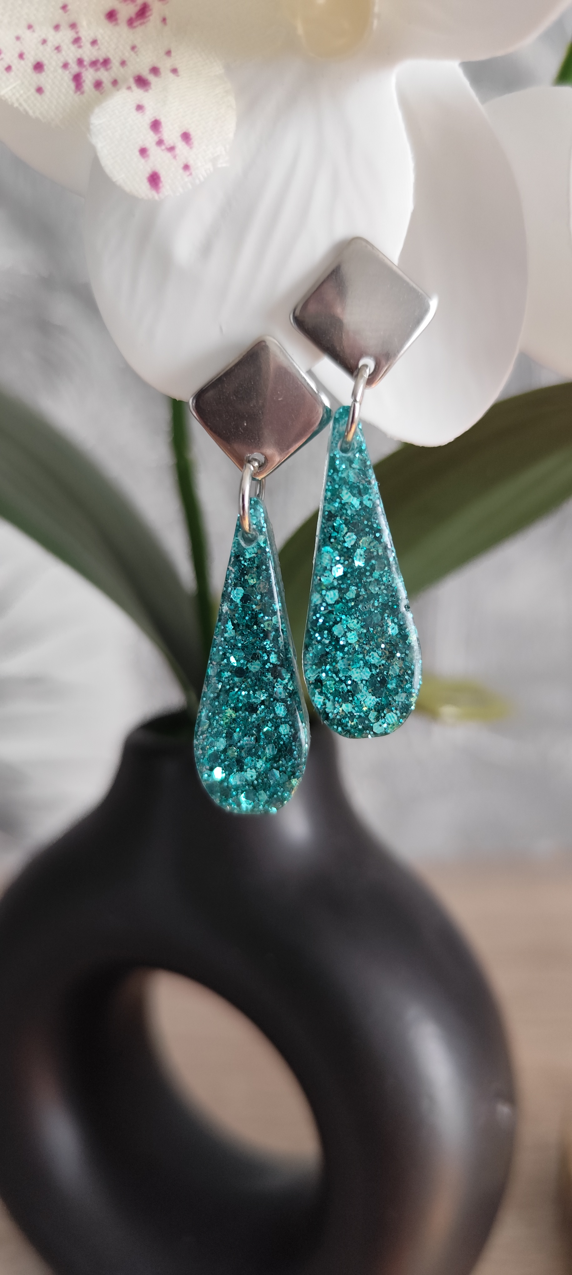 Boucles d'oreilles pendantes pailletées