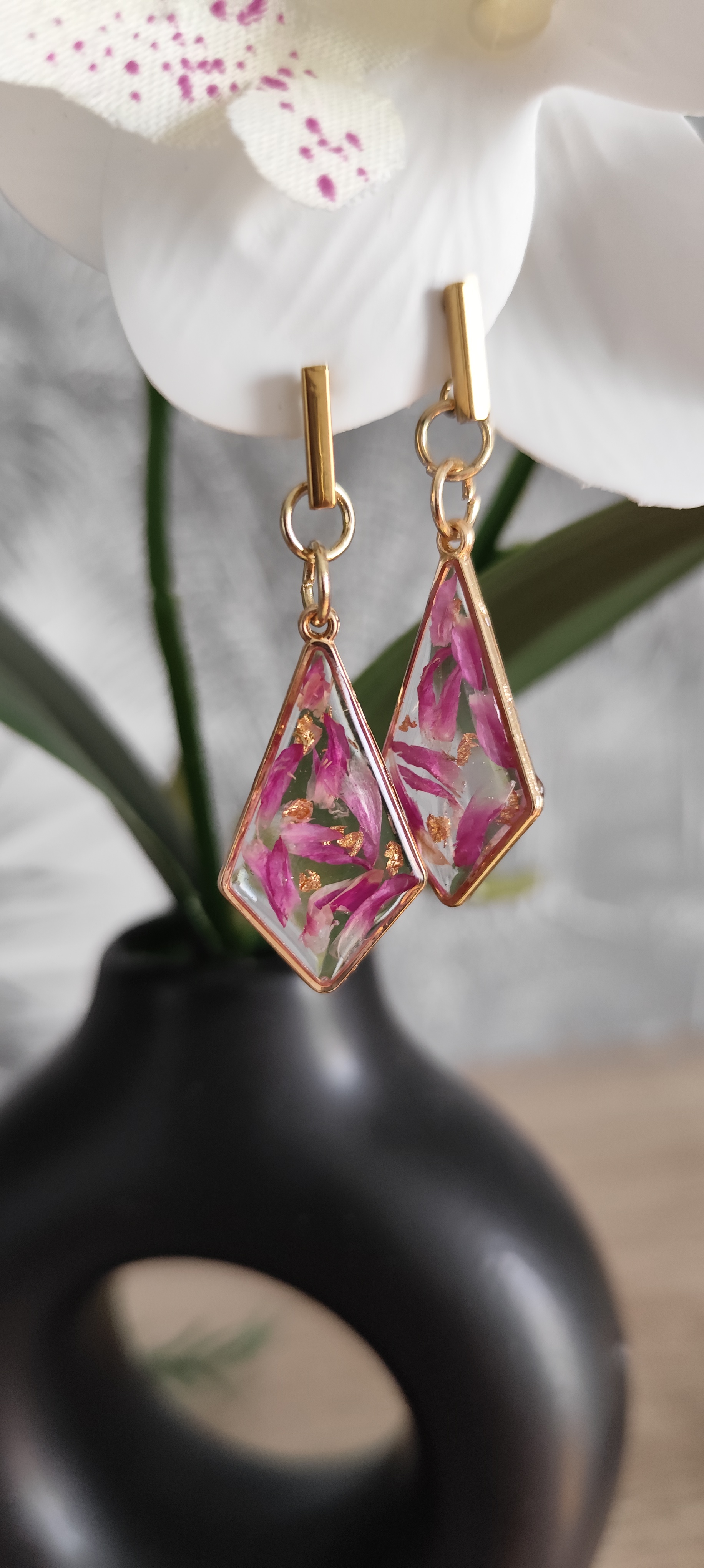 Boucles d'oreilles géométriques florales