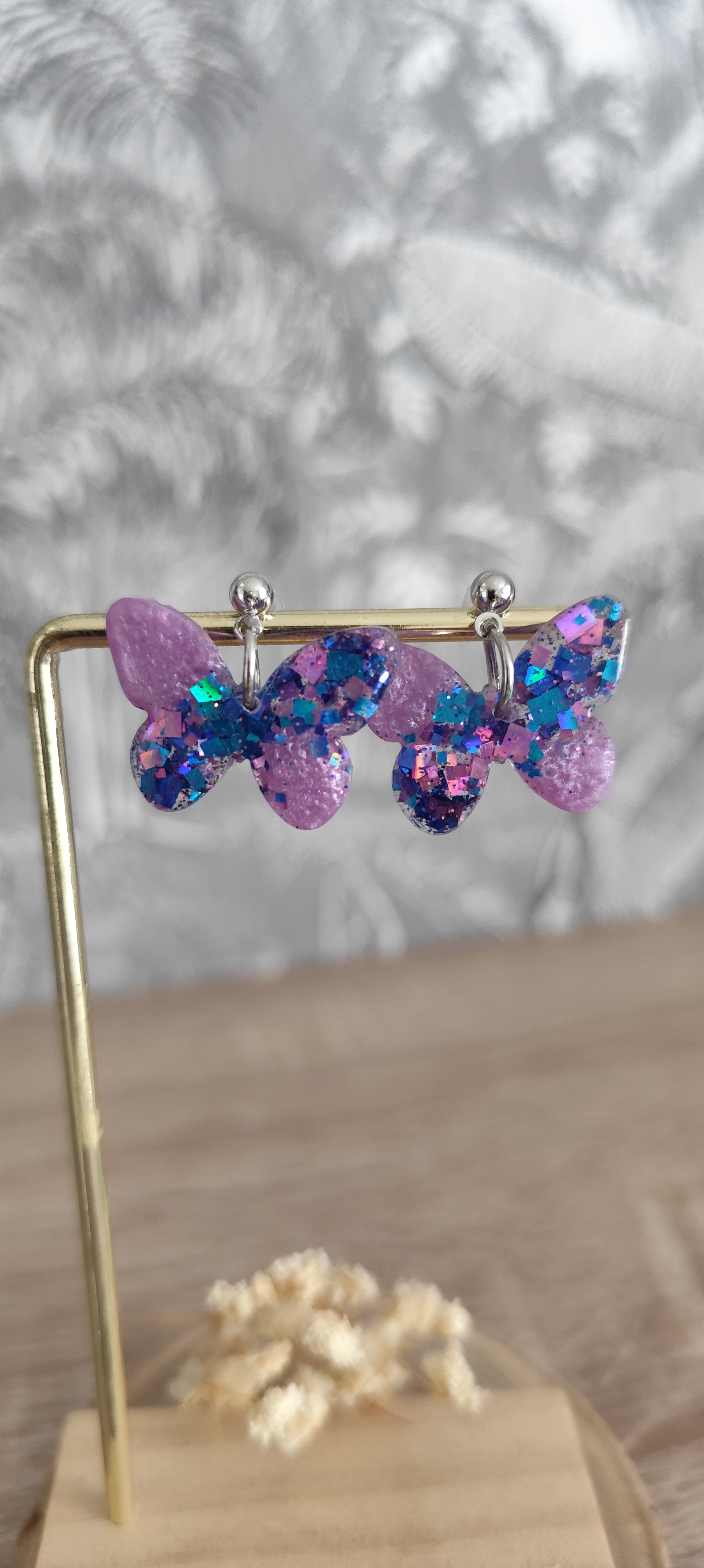 Boucles d'oreilles Papillon Violet