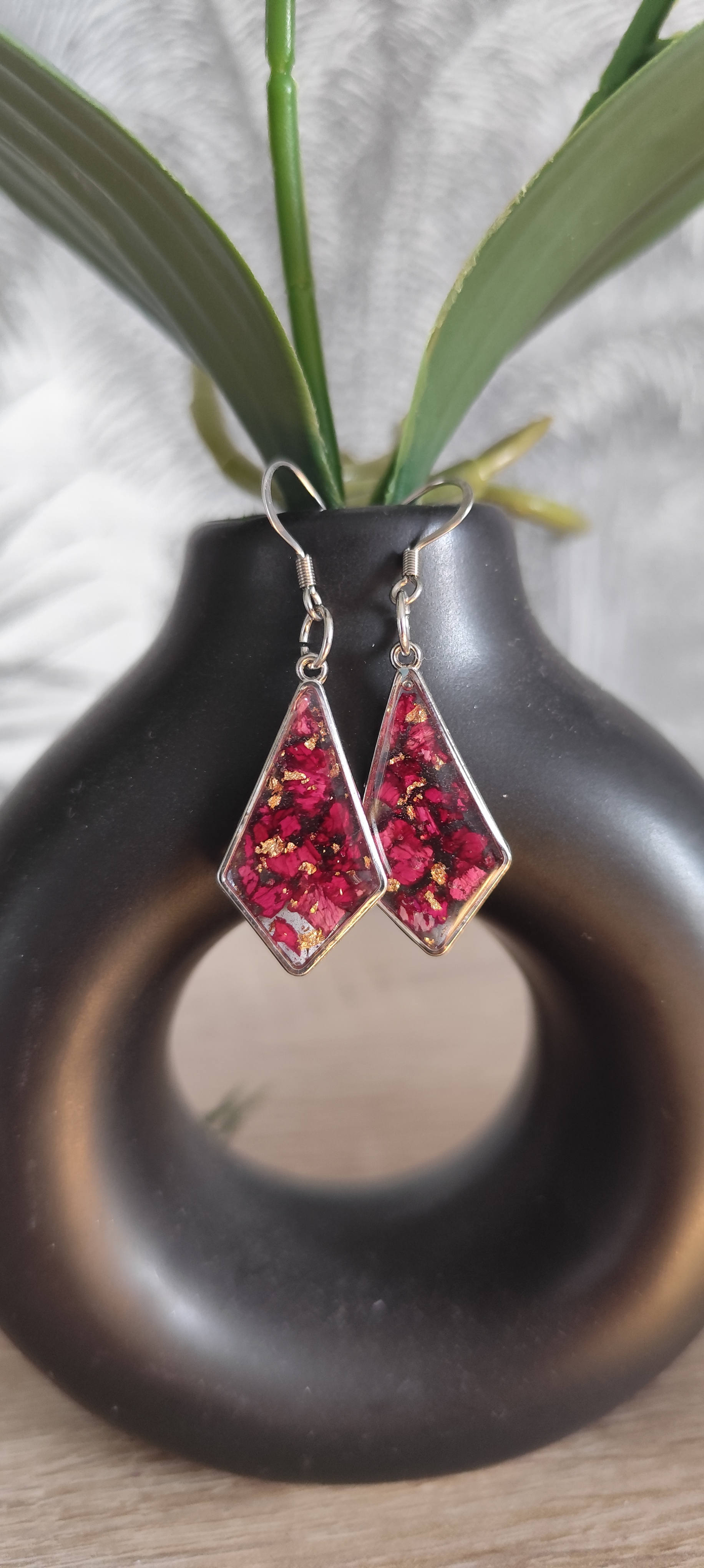 Boucles d’oreilles géométriques florales