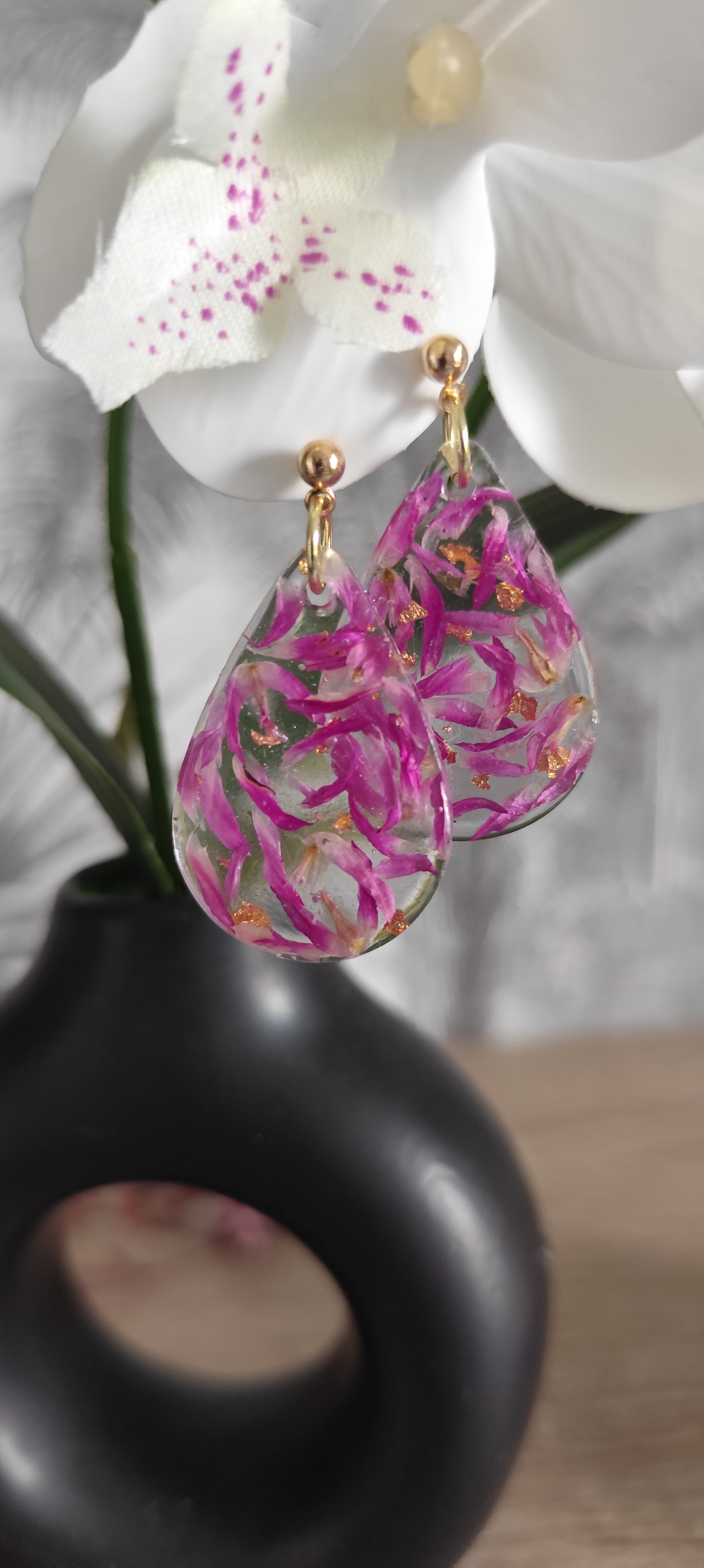 Boucles d'oreilles goutte florale
