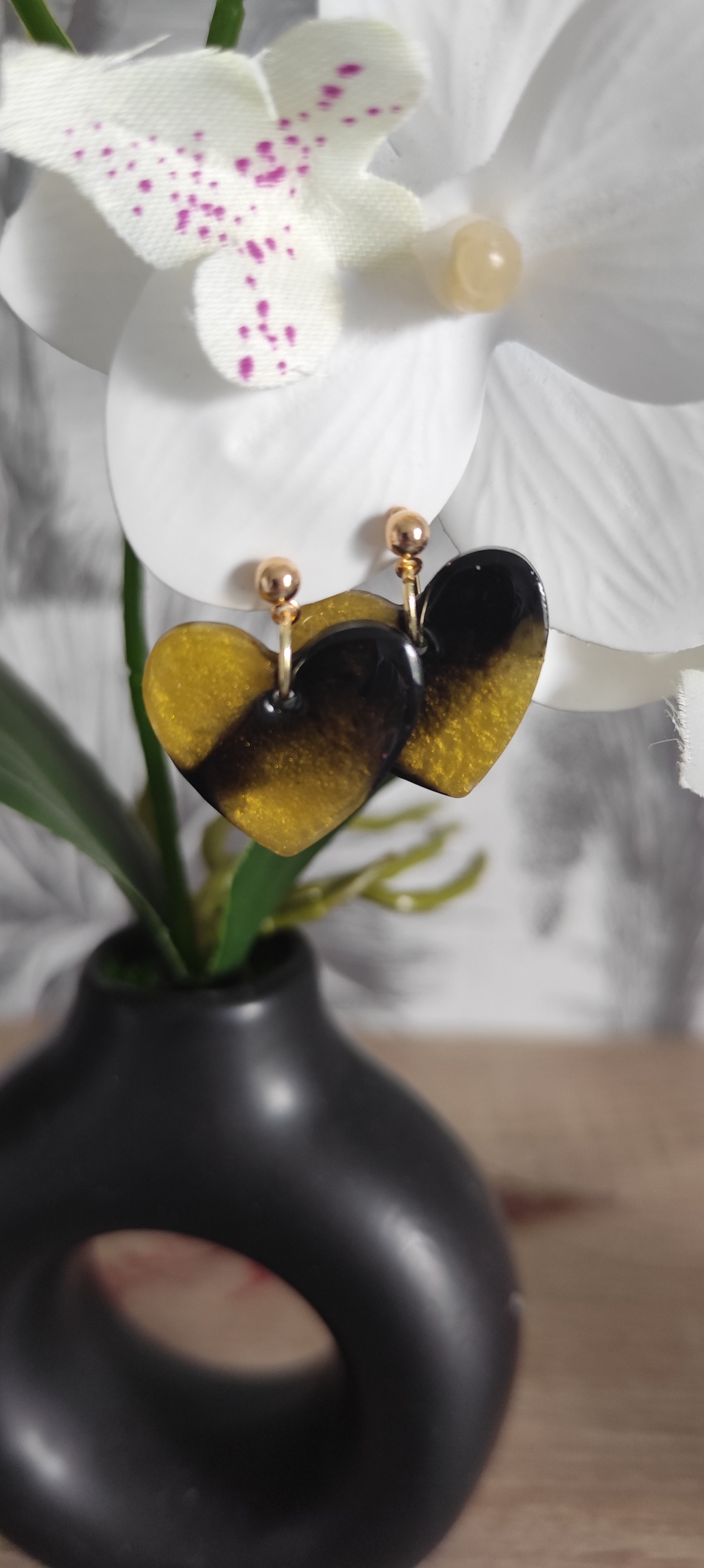 Boucles d'oreilles cœur bicolores