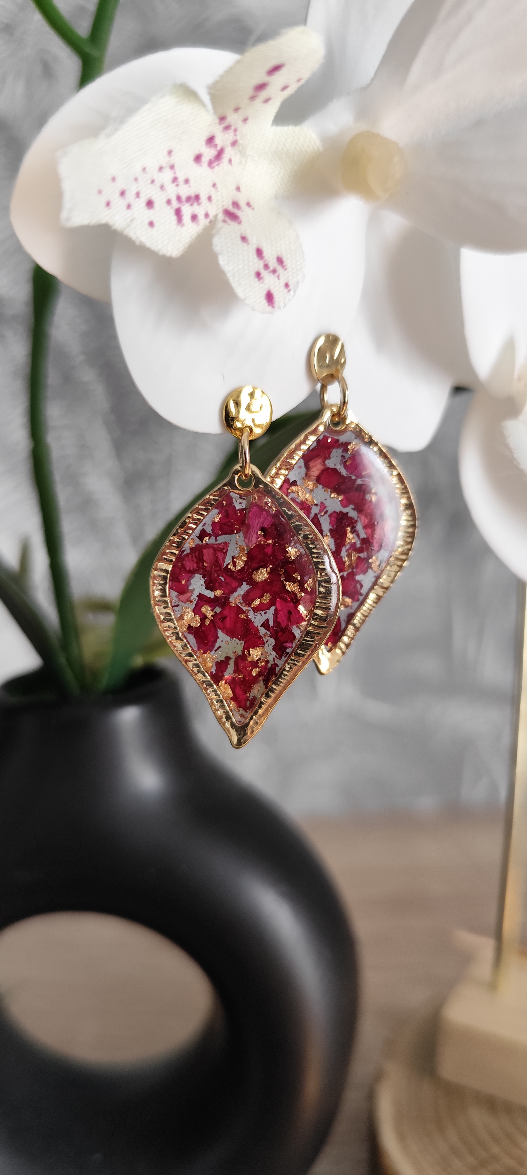 Boucles d'oreilles pétales dorés